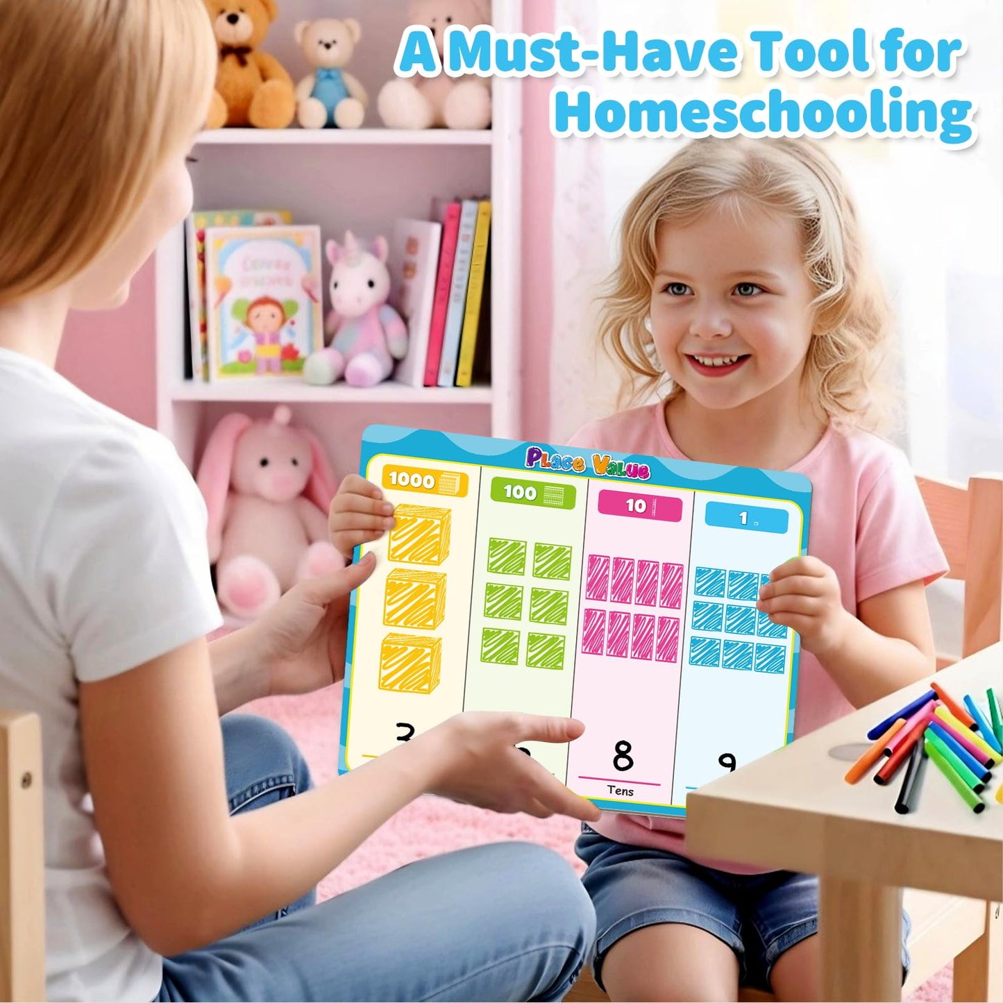 Laffunz Magnetic Place Value Manipulatives Math Games for Kids Regrouping Base Ten Blocks, Addition and Subtraction Games Classroom Must Haves 1st 2nd 3rd Grade Homeschool Supplies Small Group