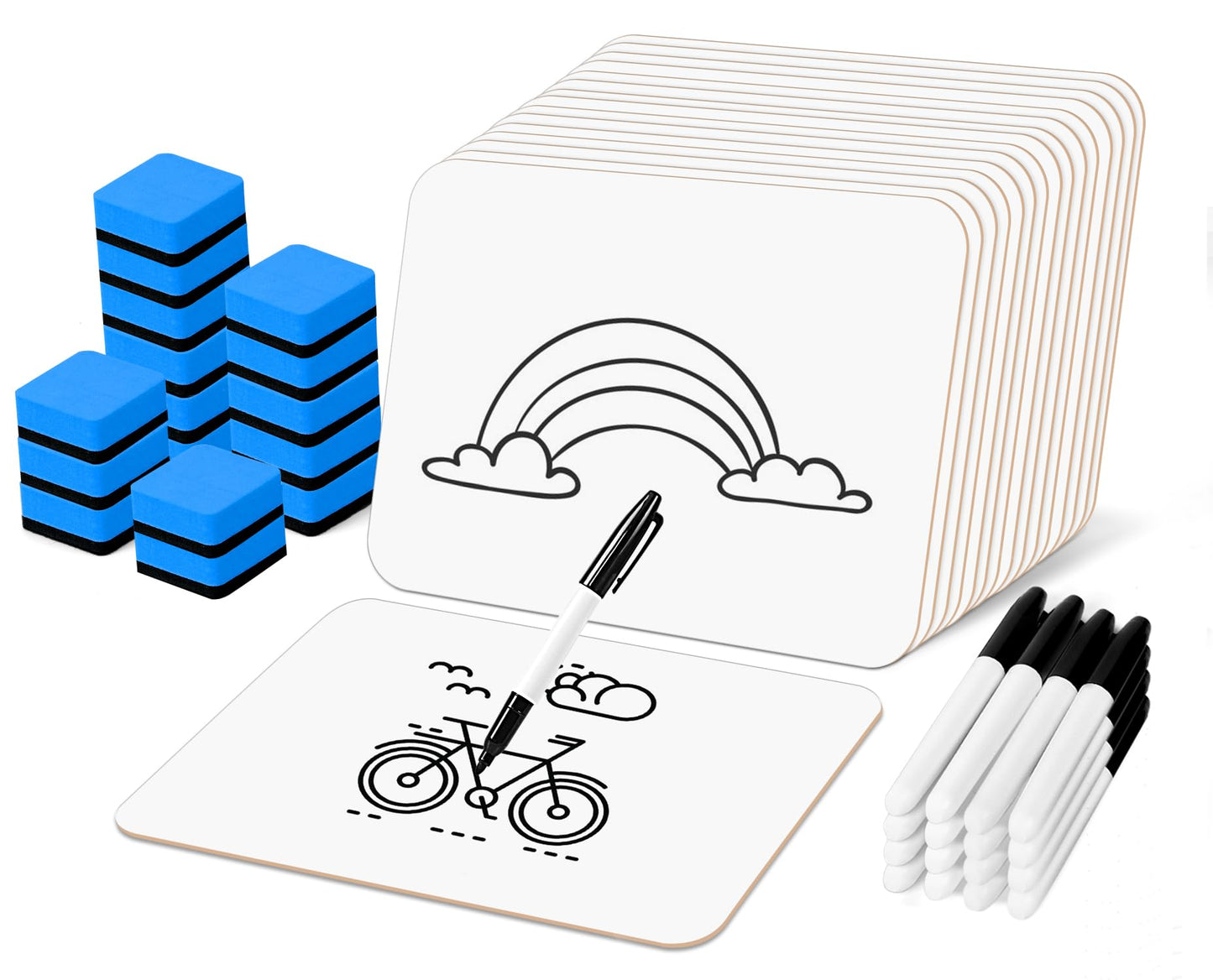 Dry Erase LapBoards, PANDRI 16 Pack Double Sided 12.5 x 9 Inch Whiteboards with 16 Erasers and 16 Markers, Dry Erase Boards for Students Classroom Teacher Supplies