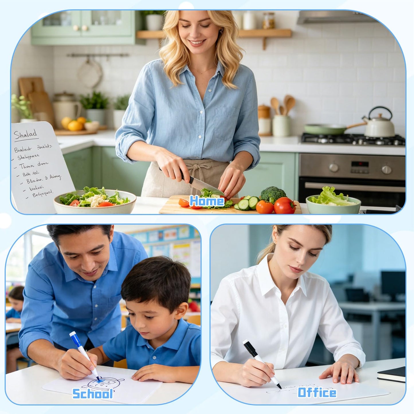 Mini White Boards for Students, 8 Pack 5 x 7 Inch Double-Sided Dry Erase Boards with Markers & Erasers, Reusable Small Lap Boards for Classroom Teacher Student Interactive Learning