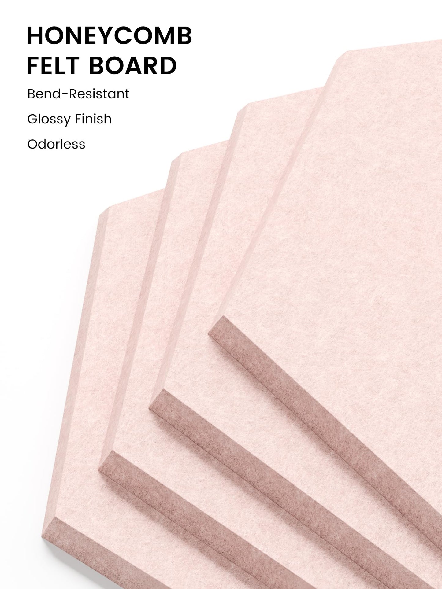 Fluxynara Hexagon Cork Board Alternative for Walls Decor-12-Pack Felt Bulletin Board Tiles,with 30 Pushpins,70 Adhesive Tabs for Office,Classrooms & Home Pin Board Felt Board-Pink