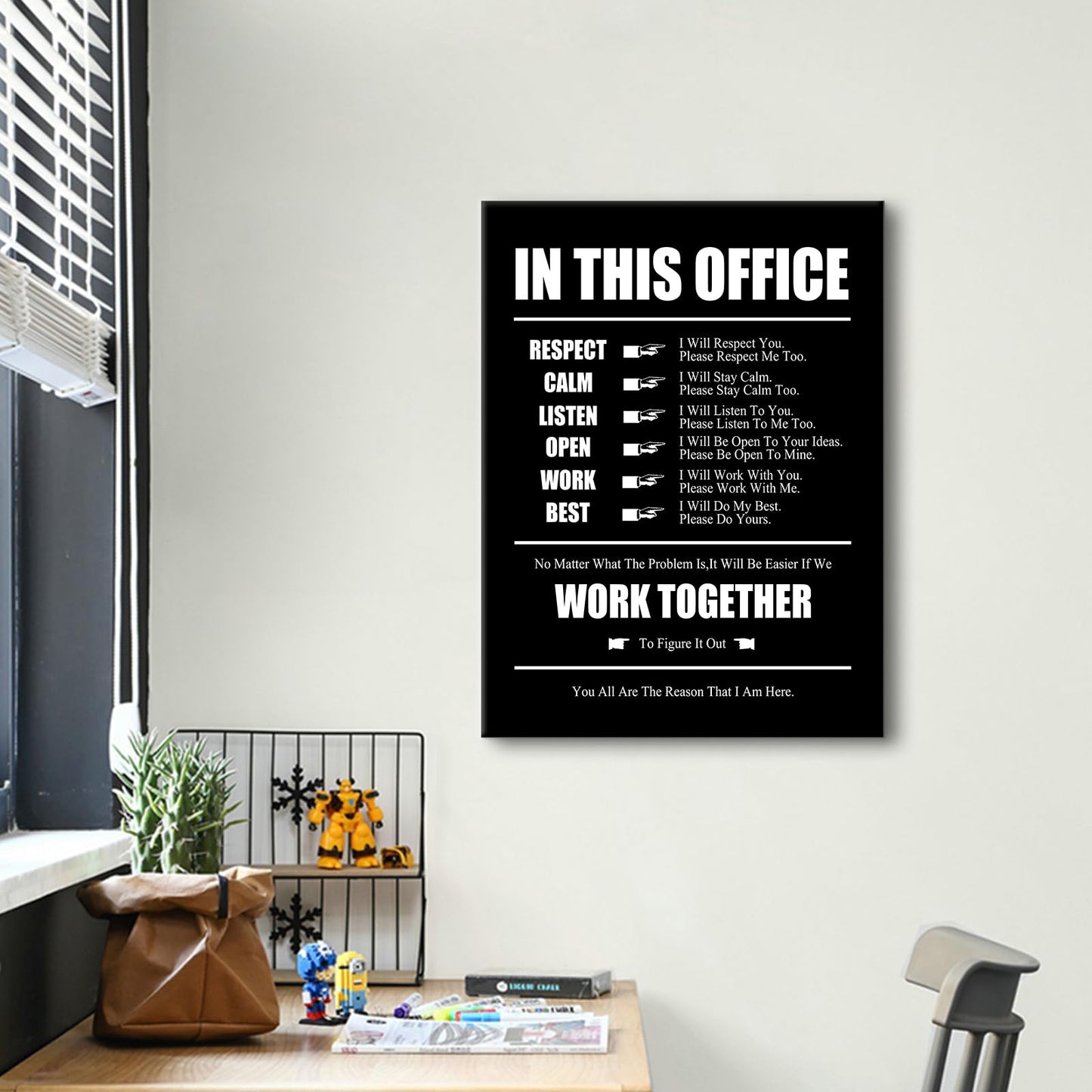 Inspirational Canvas Wall Art Motivational Posters In This Office Print Artwork Positive Entrepreneur Quotes Painting Office Wall Decor Living Room Framed [18''Wx 24''H]