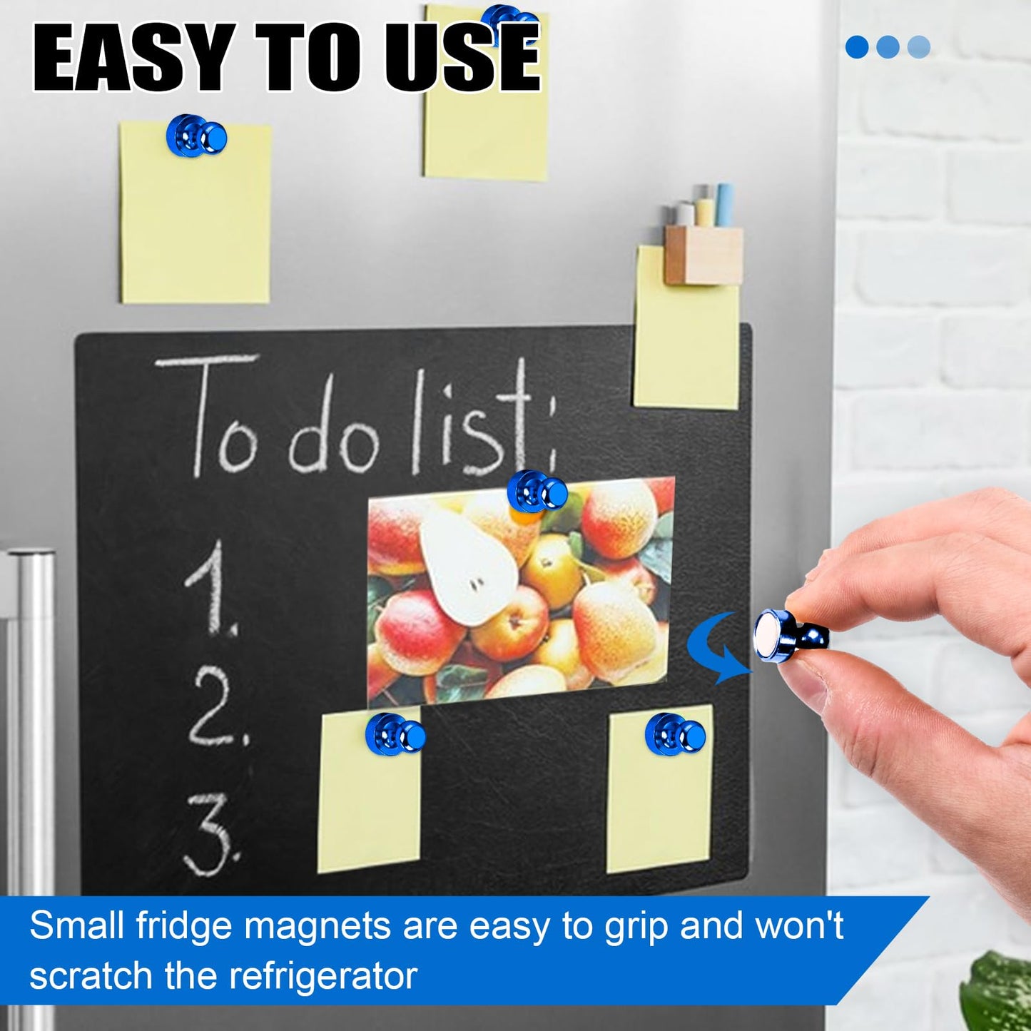 LOVIMAG Fridge Magnets 20Pcs Refrigerator Whiteboard Small Strong Magnet Classroom Kitchen Accessories Decorative Locker Set Decor Must Haves Office Calendar Refrigerador Magnetic Cute Crafts Blue