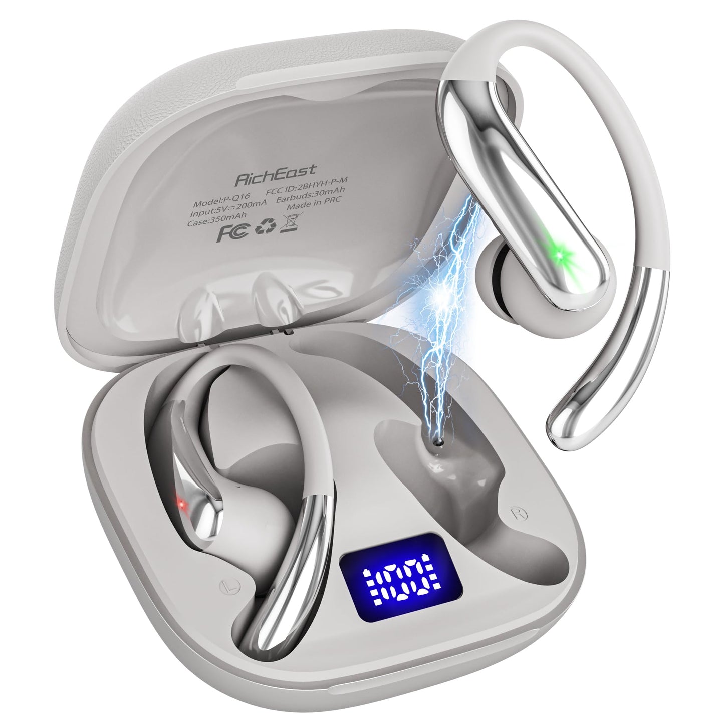 RichEast AI Translation Earbuds Real Time 50H Playtime Translator Ear Buds Audifonos Traductores Inglés Español 4-in-1 Translator Wireless Earphones for Trave/l Business/Learning Beige