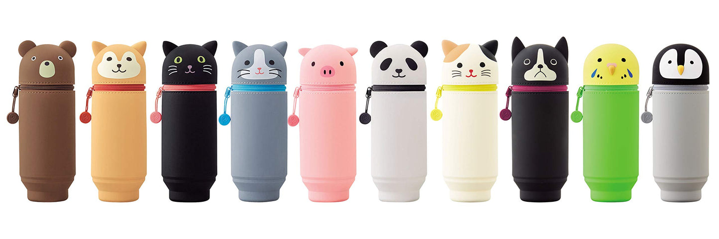 LIHITLAB Kawaii Japanese Bear Large Stand Up Pencil Case For School Office College, Cute School Supplies, Animal Pen Holder Pencil Pouch Holder Girls, Artist Pencil Case, Bear (A7714-1)