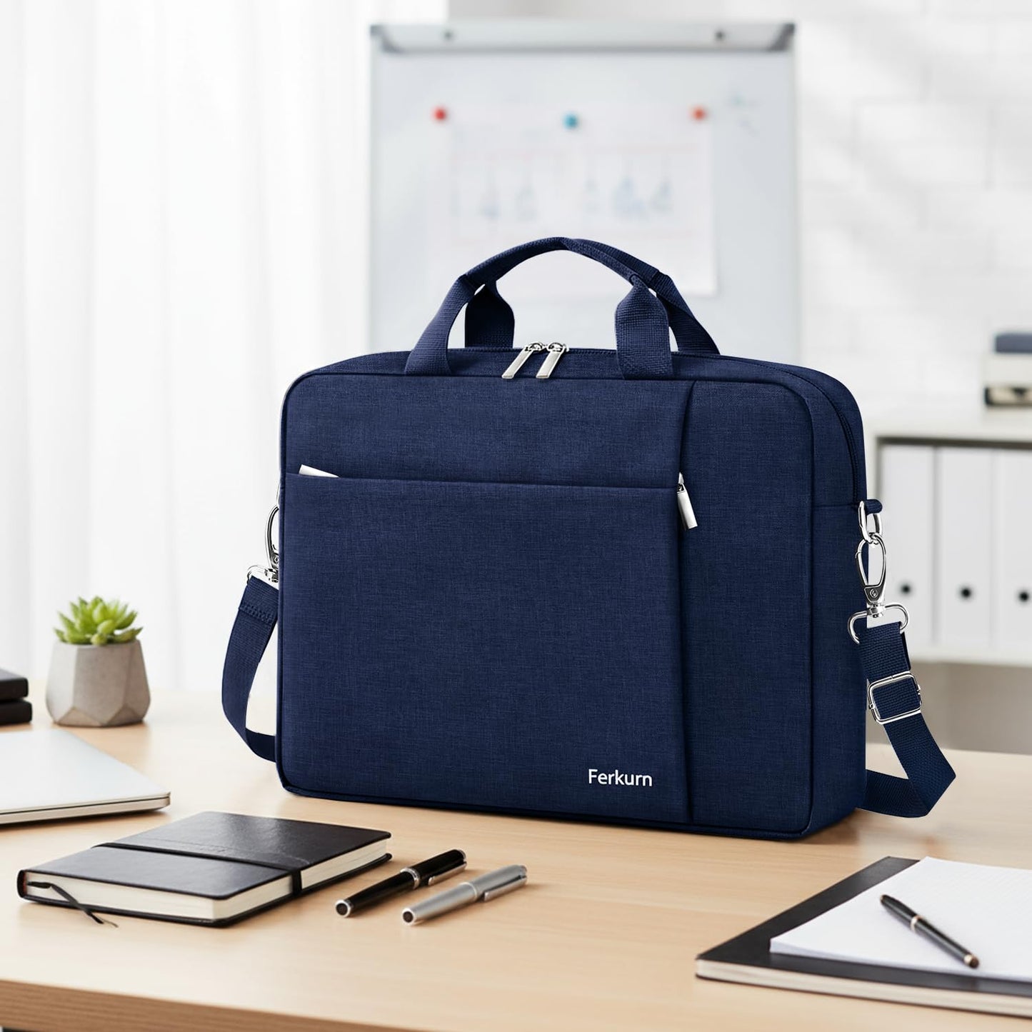 Ferkurn Laptop Bag Case for Women Men Computer Bag Compatible with HP Envy Pavilion Omen/LG Gram/MSI/Dell Inspiron XPS/Lenovo/Acer, Shoulder Strap Carrying Messenger Briefcase, Blue, 17 17.3 Inch