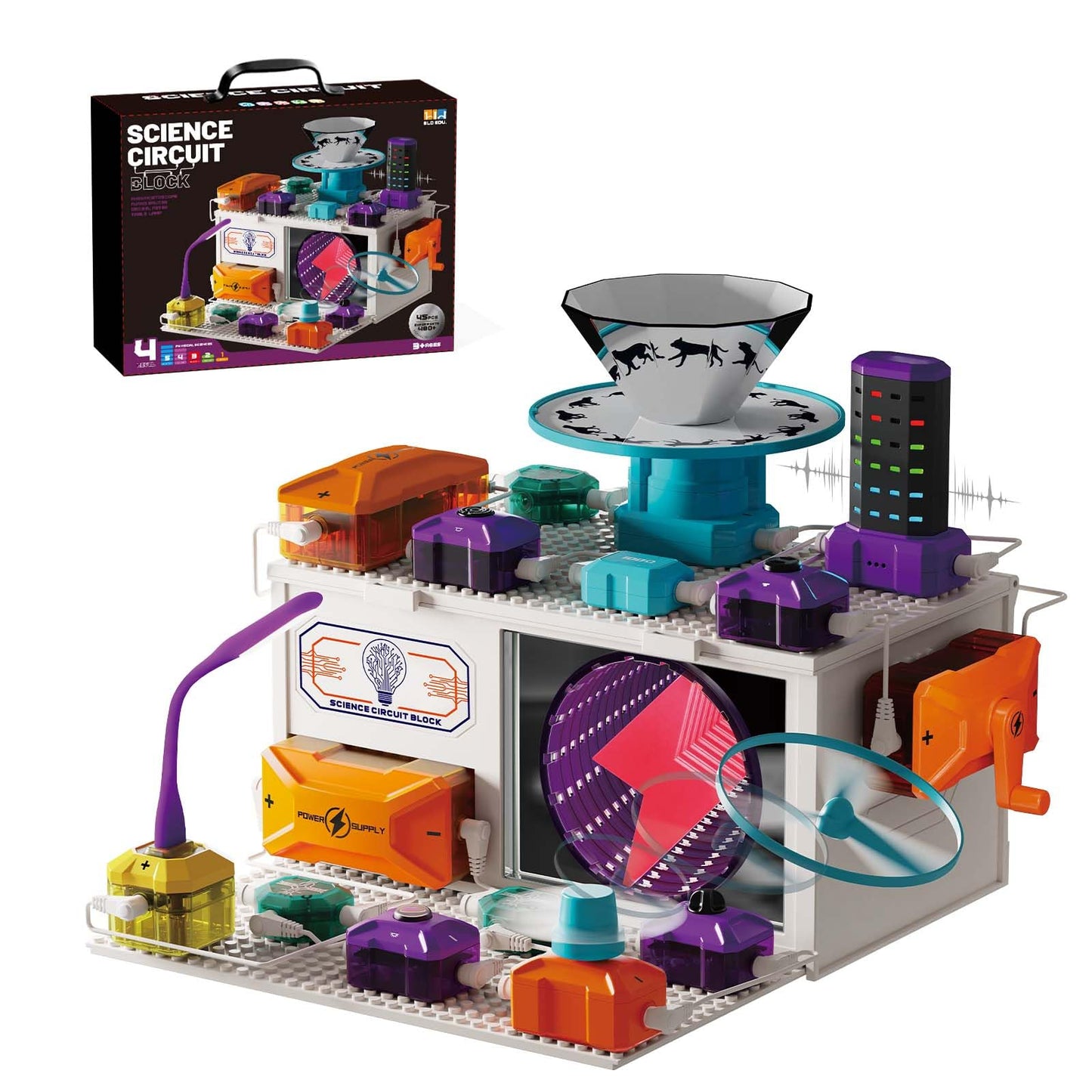Science Kits for Kids Age 3-12, STEM Electronics Exploration Kit with 45 Circuit Parts, 380+ Science Experiments, Ideal Learning & Education Toys Gift for Boys and Girls, for Hands-On Physics Learning