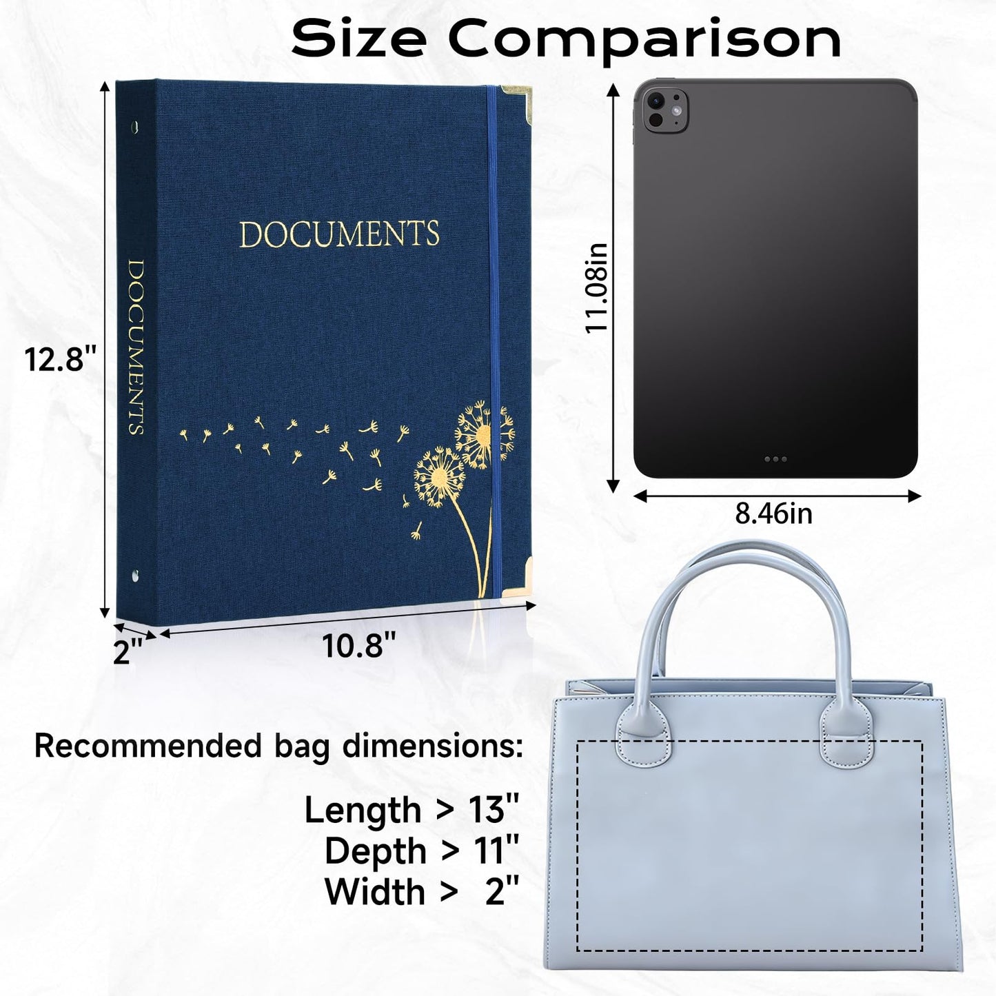 XKDOUS Document Organizer Linen Folio Folders with 9 Pockets, 3-Ring Accordion Storage Binders Expanding File Folder for Important Papers, End of Life Planner Book, in Case If I Die File Folder