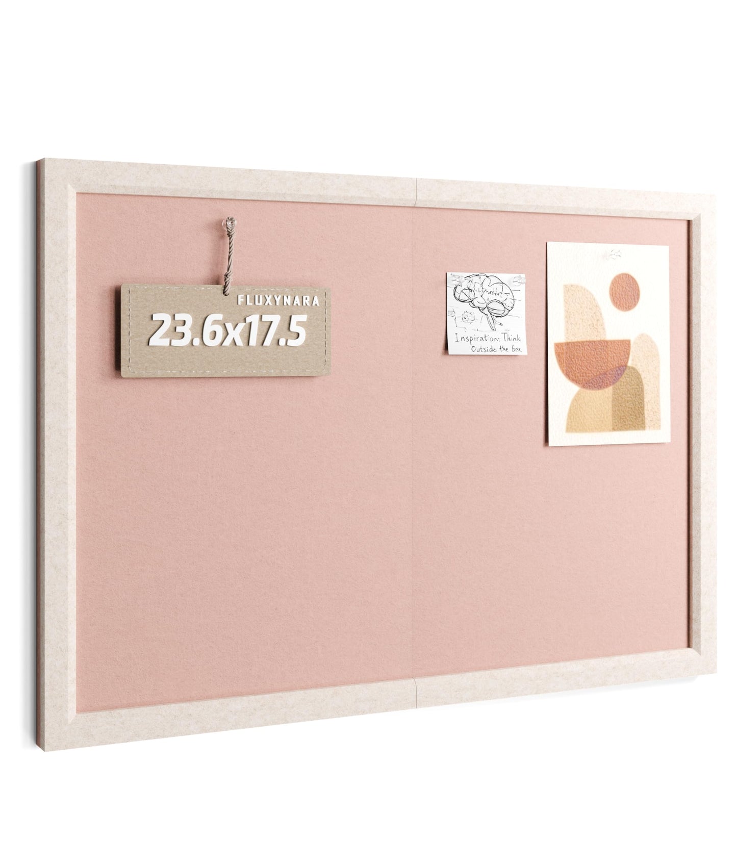 Fluxynara Foldable Cork Board Alternative, Felt Bulletin Board 23.6" x 17.5" Oatmeal Frame with 12 Adhesive Tabs, Pin Board for Home Office, Classroom, Entryway, Kitchen Wall Decor—Pink