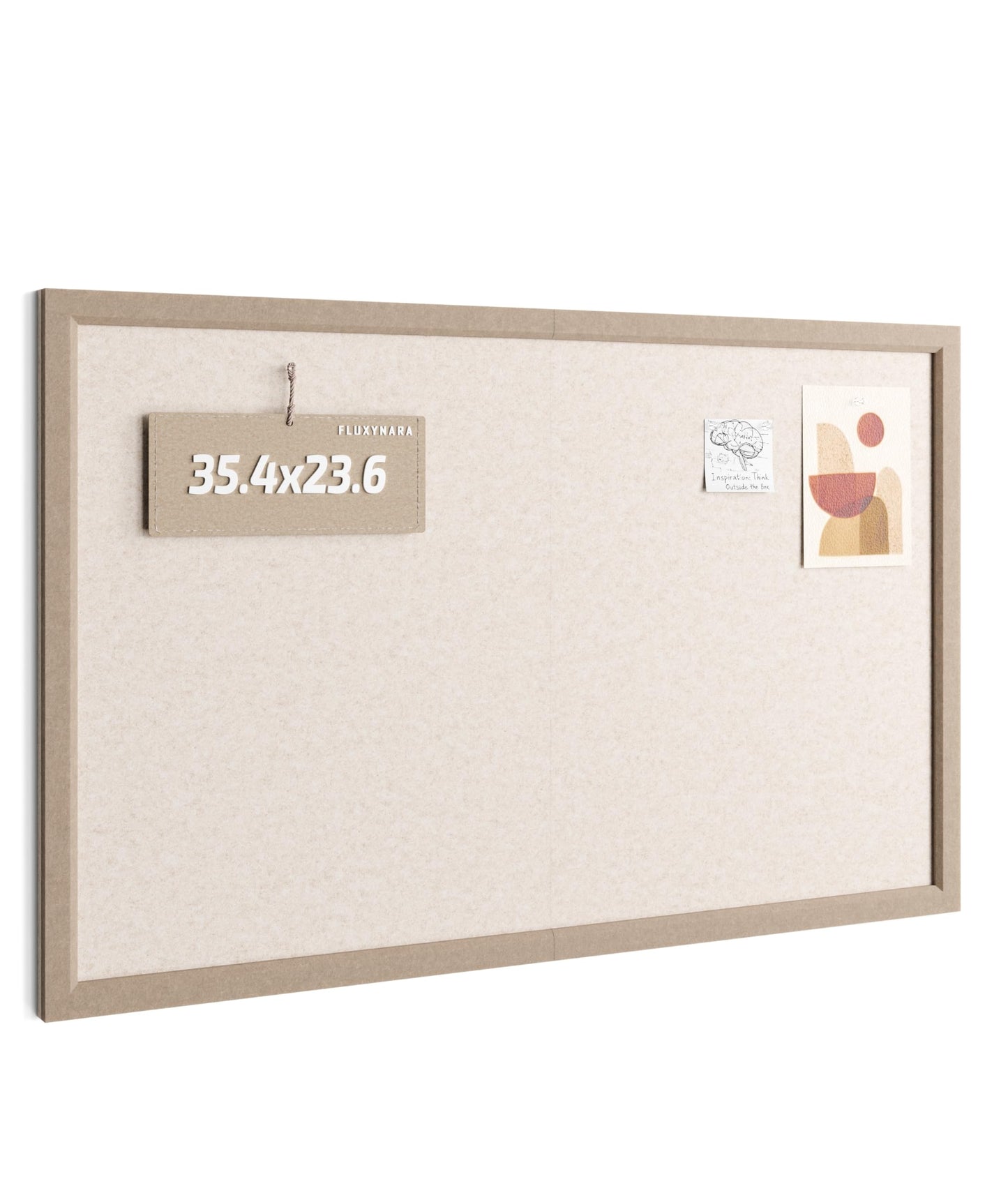 Fluxynara Foldable Cork Board Alternative, Felt Bulletin Board 35.4" x 23.6" Deep Camel Frame with 24 Adhesive Tabs, Pin Board for Home Office, Classroom, Entryway, Kitchen Wall Decor—Oatmeal