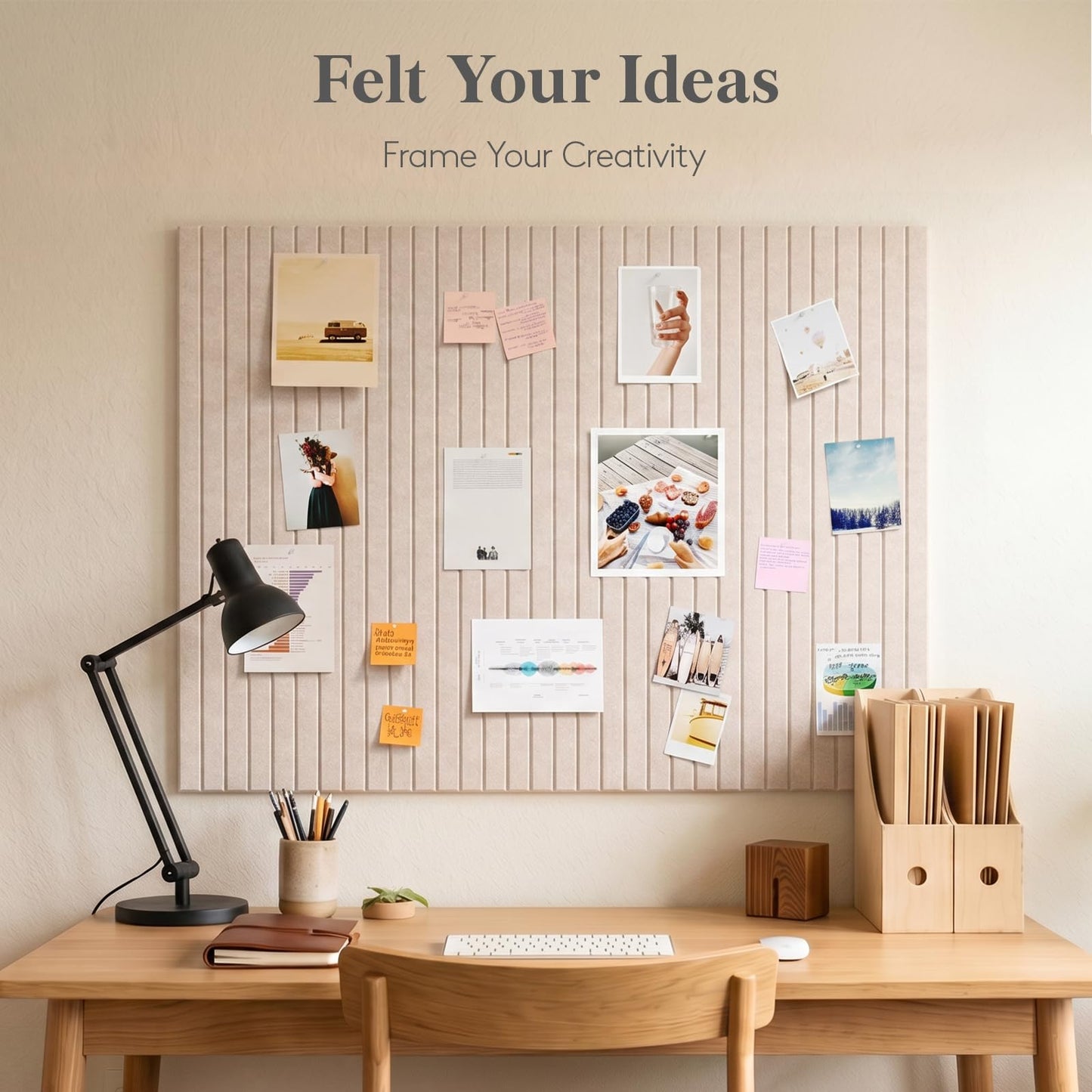 Lifewit Felt Slatted Bulletin Board, 12 Pack Self-Adhesive Panel, 48"x 36" Total Size, Cork Board Alternative, Pin Message Board with 30 Pushpins for Room and Office Decor, Home, Dorm, Pink