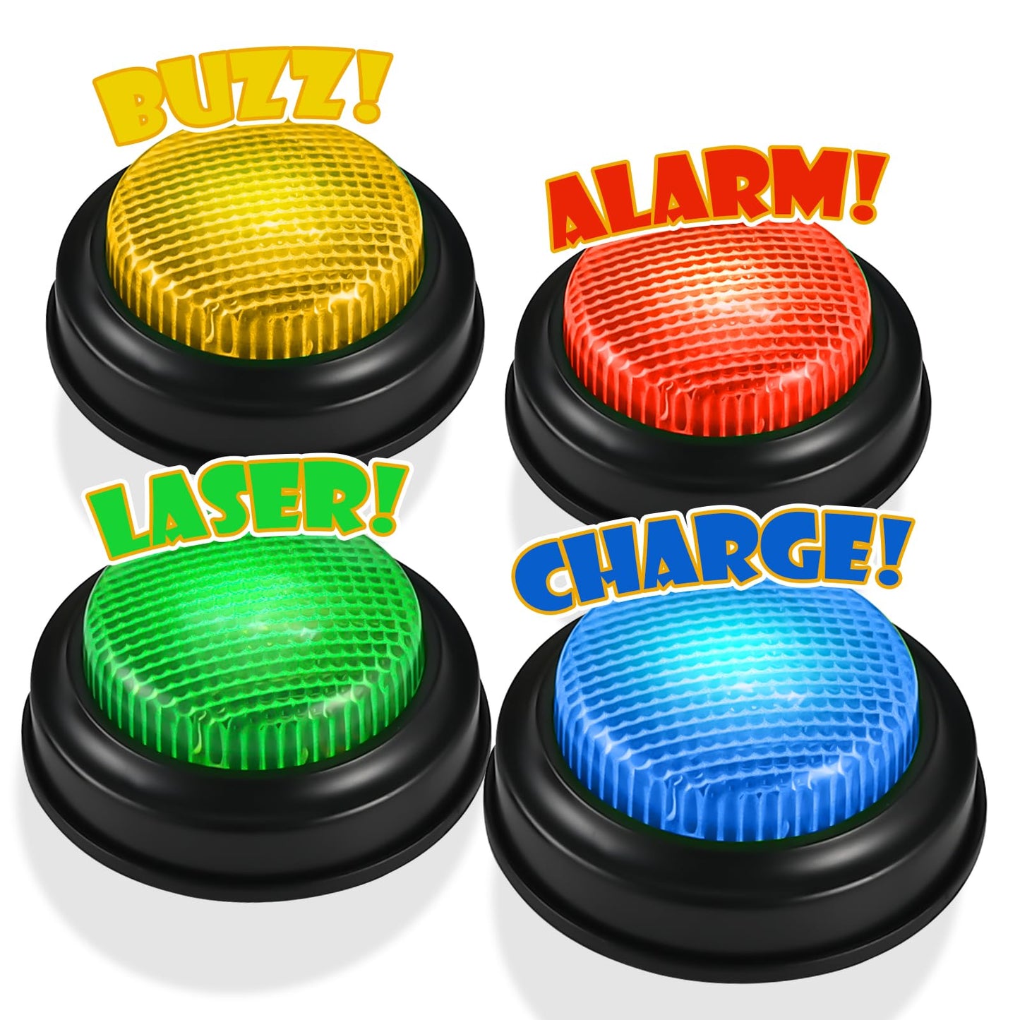 Faburo 8pcs Buzzers for Trivia Games, Game Show Buzzers Buttons with 4 Lights Color and 4 Sounds, Answer Buzzer for Jeopardy Buzzer, Family Feud Game, Classroom Must Have, Games Night