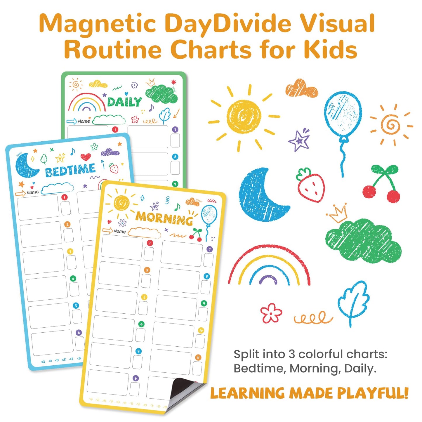 JJPRO Magnetic Bedtime/Morning/Daily Routine Chart for Kids with Reward Jar-Morning Routine Chart,Daily Checklist Reward Chart for Toddlers,Reward Jar for Kids,Cute Visual Schedule Board for Home