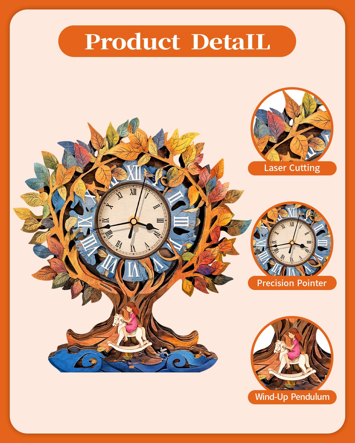 Rnfinewow 3D Puzzles for Adults, Tree of Life Clock Wooden Puzzles Room Home Decor, DIY Wall Pendulum Clock for Craft Enthusiast Hobbies Birthday Christmas Day Gifts
