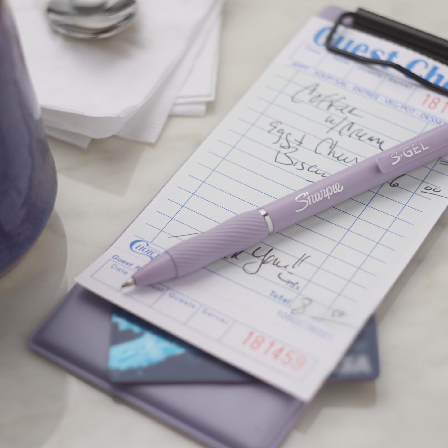 Sharpie S-Gel, Gel Pens, Medium Point (0.7mm), Icy Violet Barrel, Black Ink, 12 Count