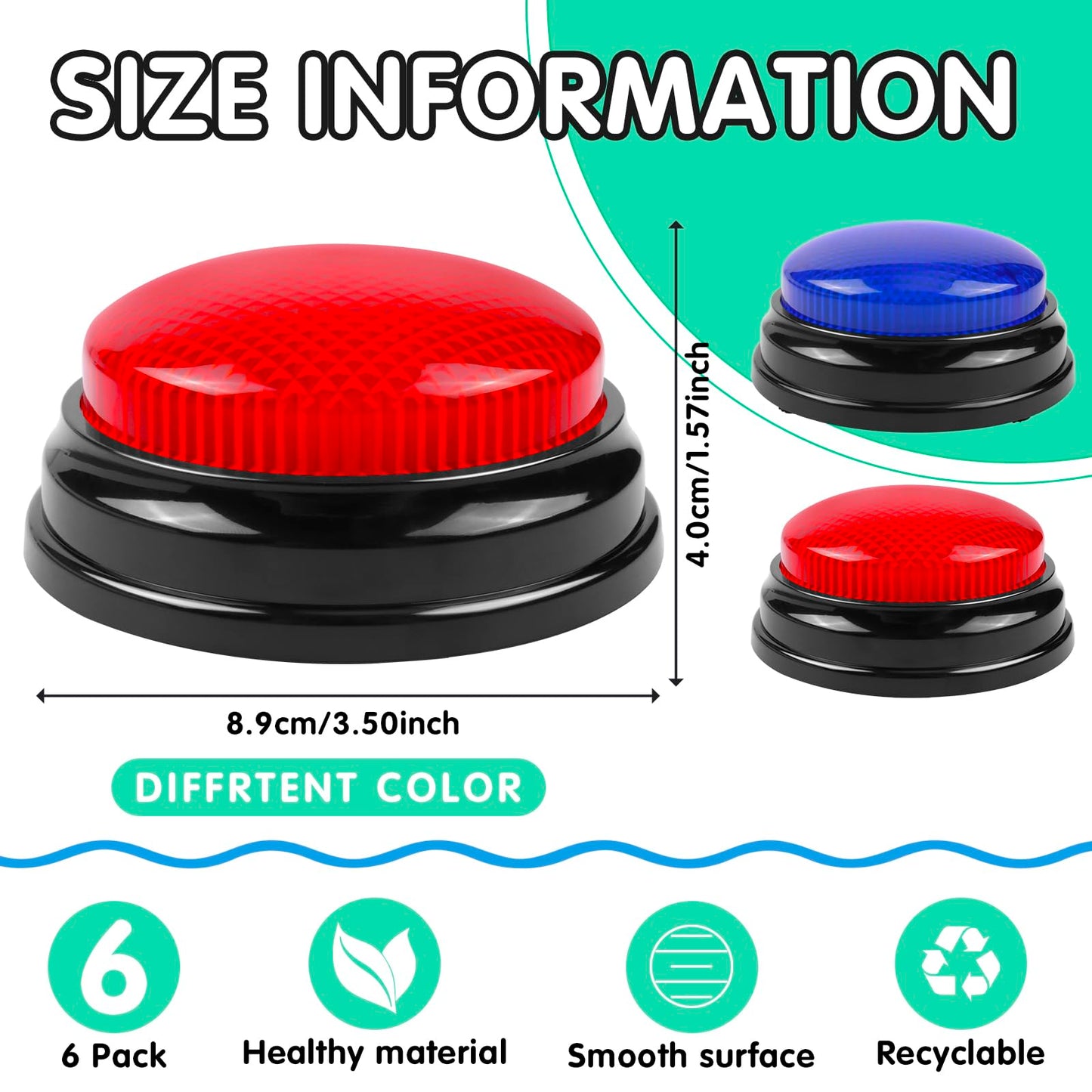 BEAN LIEVE 6-Pack Game Buzzers - Team Answer Buzzers with Lights and Sound Classroom Buzzers Buzzer Buttons for Game Show Develops Social Skills
