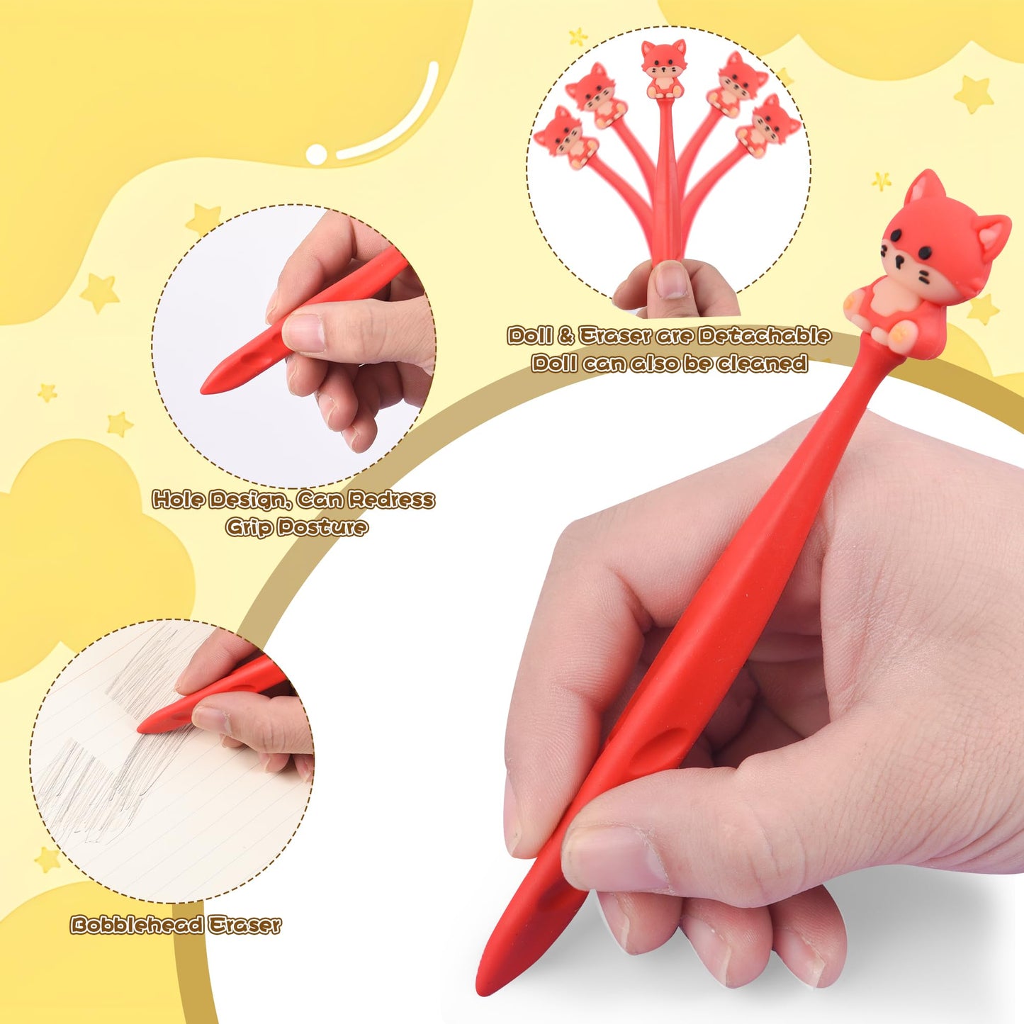 48 Pcs Cute Animals Bobblehead Eraser for Pencils Kawaii Erasers Cute School Supplies Fun Cartoon Erasers Back to School Supplies Birthday Classroom Gifts