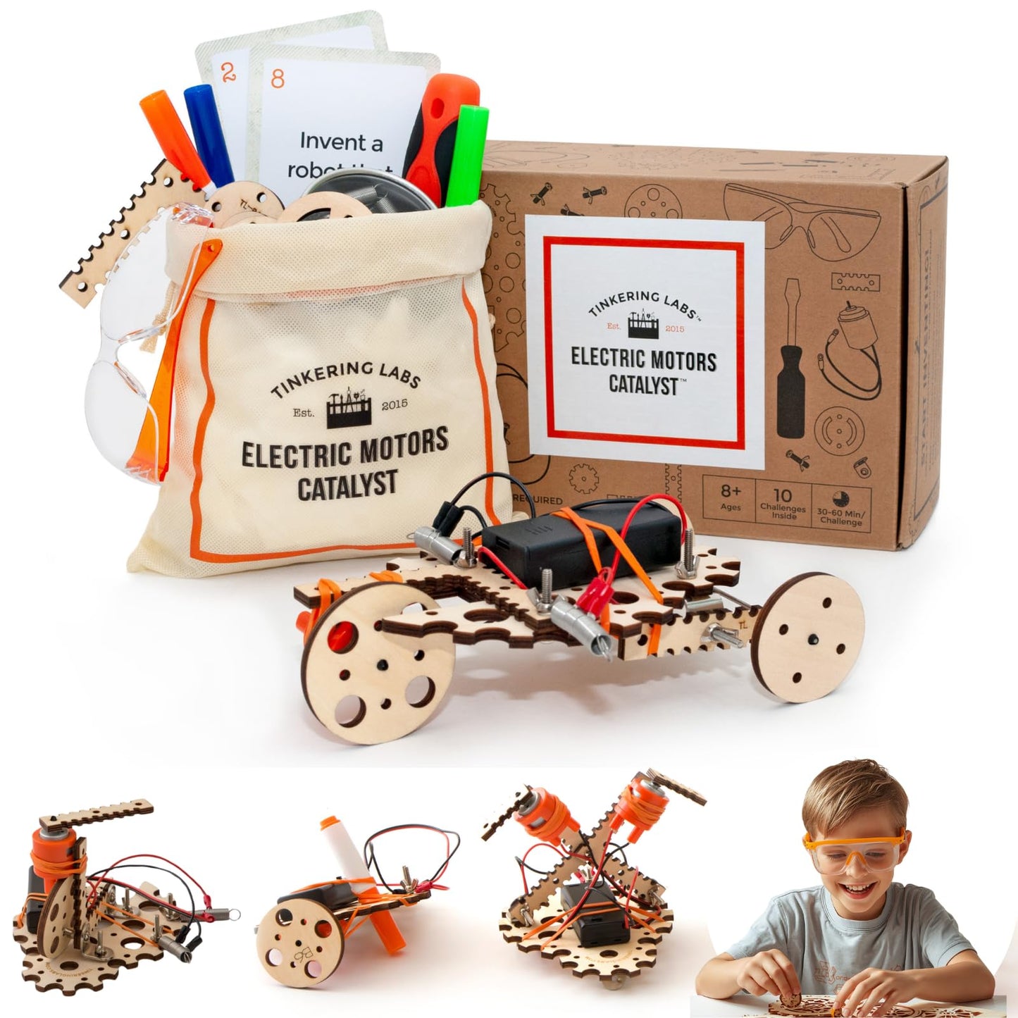 Tinkering Labs STEM Kits for Kids Age 8-10 | Inventors Kids Science Kit, Robot Building, and Engineering with Electricity Circuits | Coolest DIY Toys and Best Birthday Gifts for 10 Year Old Boy Girl