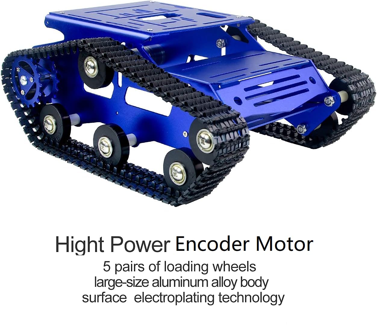 Smart Robot Car Chassis Kit Full Metal Big Tank Chassis with 2WD Motors for Arduino Raspberry Pi Jetson Python DIY Smart Car Learning Kit(Blue1, with Encoder Motor)