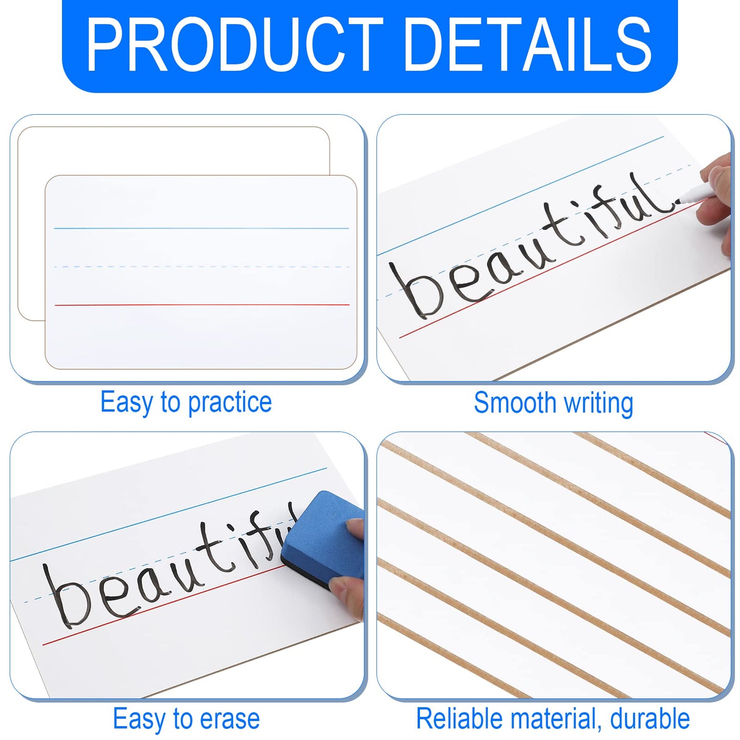 Colarr 12 Sets Mini White Boards 6"x 9" Dry Erase Boards Classroom Pack Includes Two Sided Small Whiteboards Markers, Lapboards Erasers for Teachers Students School