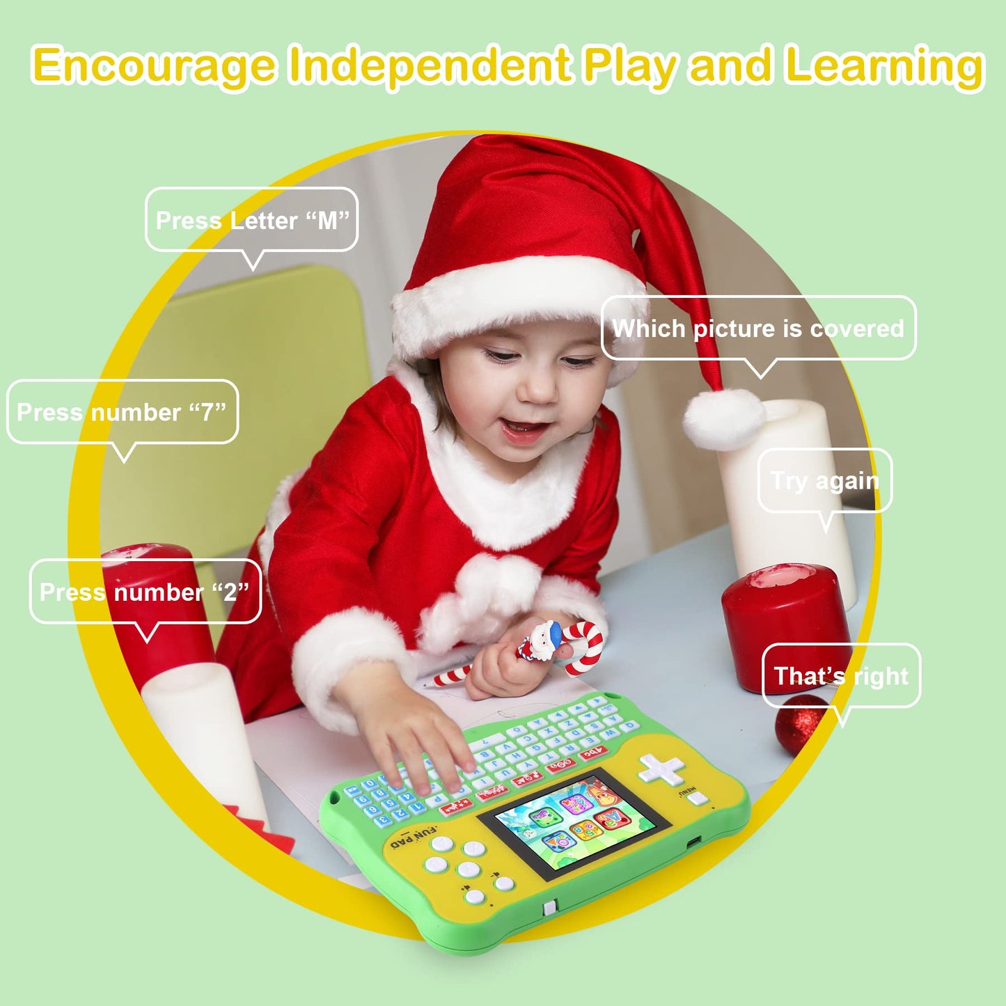 LUHYAUAN Kids Tablet/Baby Learning Pad with 102 Activities/Toddler Tablet with ABC/Words/Music/Math Interactive Educational Electronic Toys Gifts Handheld Game for Preschool Boys Girls Ages 3-12