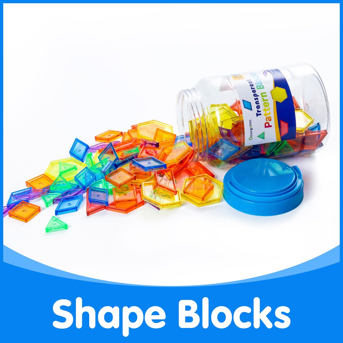 Odoorgames 140 Pcs Translucent Pattern Blocks - Educational Light Table Manipulatives and Accessories - Fun and Engaging Geometric Shapes