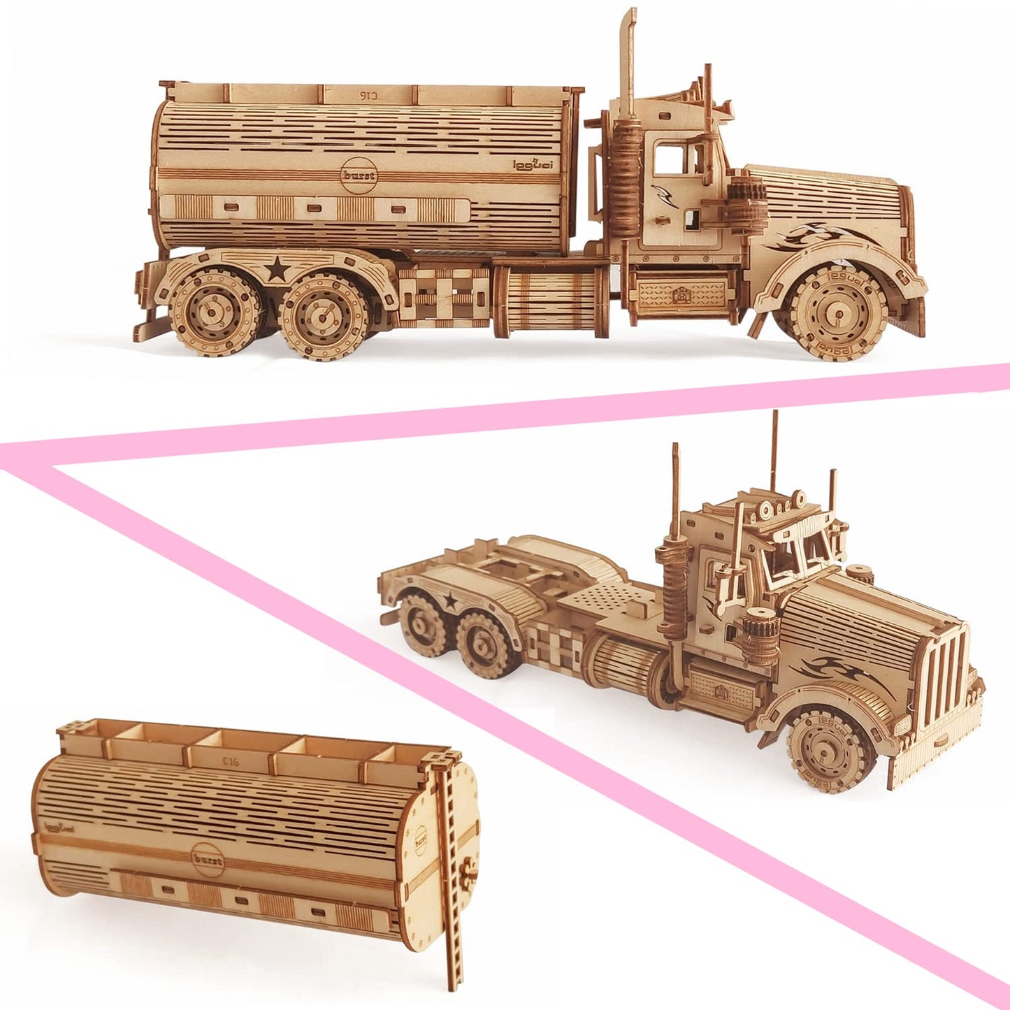 3D Wooden Puzzle - Wood Mechanical Tank Truck Model Kits - Coin Bank Crafts Model - Wooden STEM DIY Brain Teaser Puzzles, 3D Puzzle for Birthday Adults & Teens