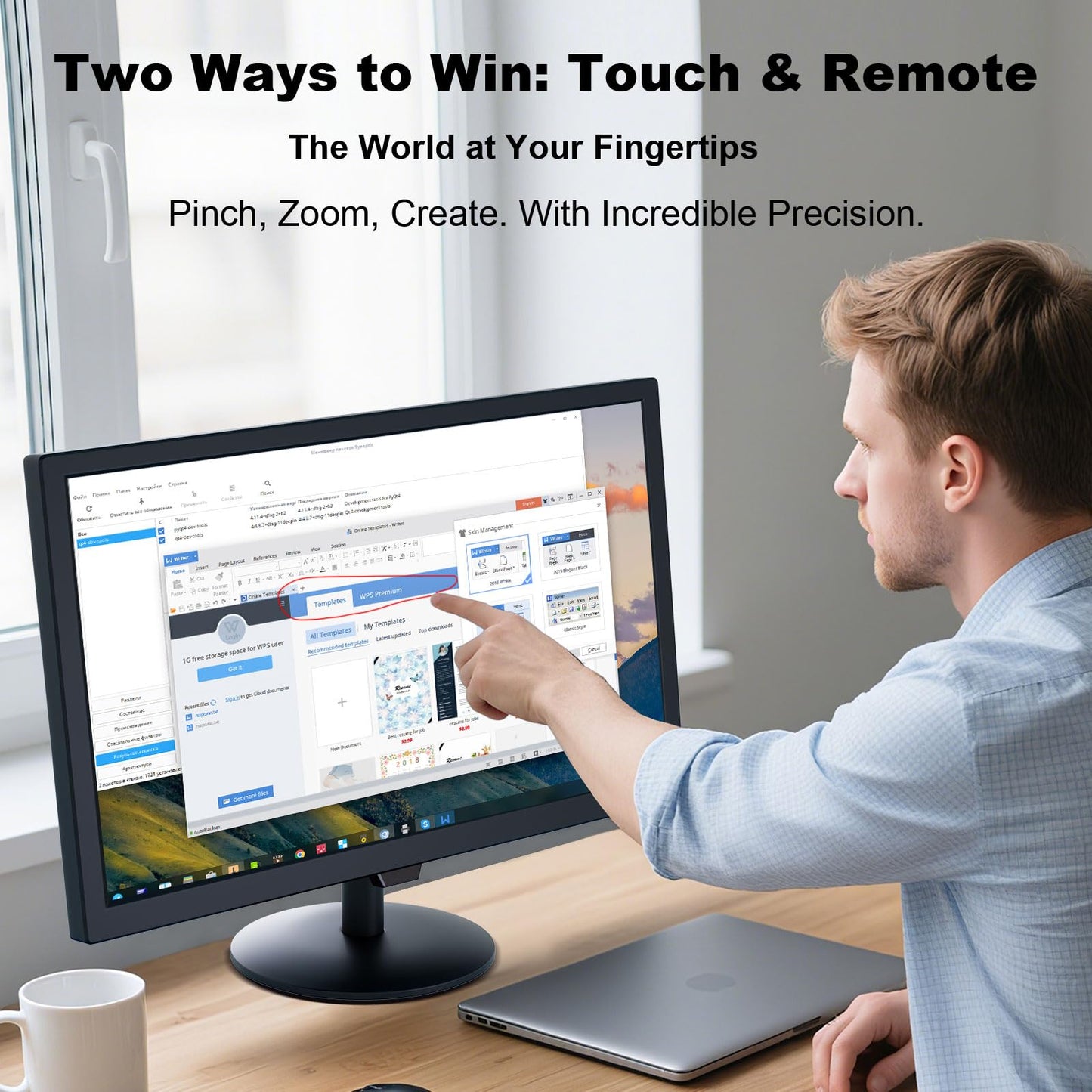 Akntzcs 22-Inch Touchscreen Monitor FHD 1920x1080P 75 Hz Computer Monitor PC Monitor with HDMI, BNC, VGA,Multi-Touch Display, Adjustable Angle, Built-in Speakers