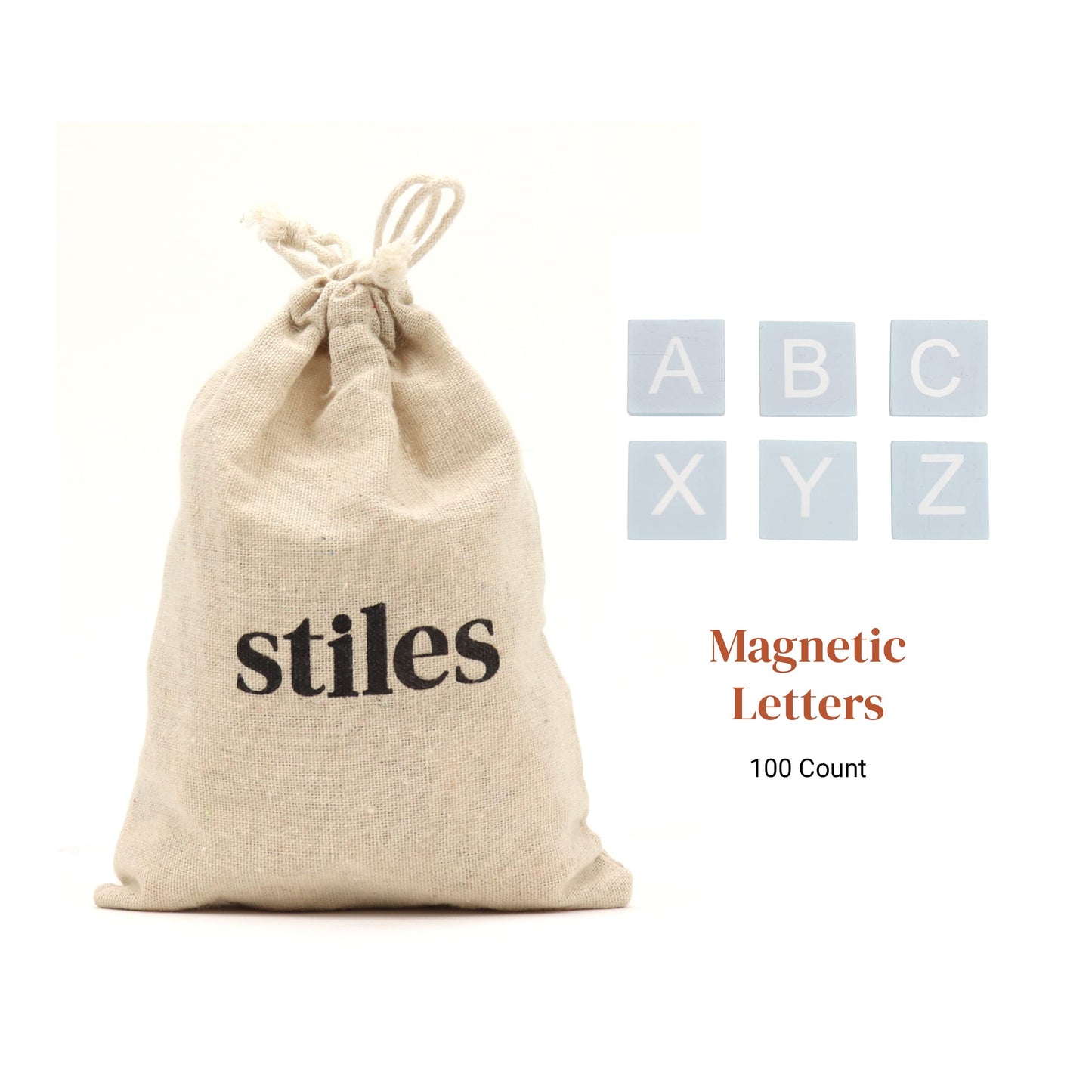 Stiles 100 Piece Magnetic Wooden Letter Tiles - Alphabet Magnets for Whiteboards, Refrigerators & Magnetic Letter Boards - Changeable Letters for Craft & Announcements, Blue