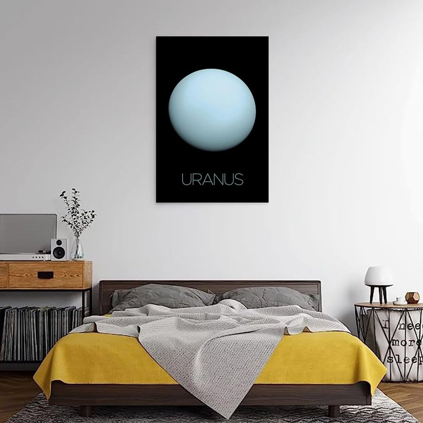 Solar System Planets Canvas Wall Art - Uranus Planet Space Poster for Kids Room Bedroom Classroom, STEM Educational Astronomy Decor, Science Gift for Boys Girls, 16x24 Inch Framed