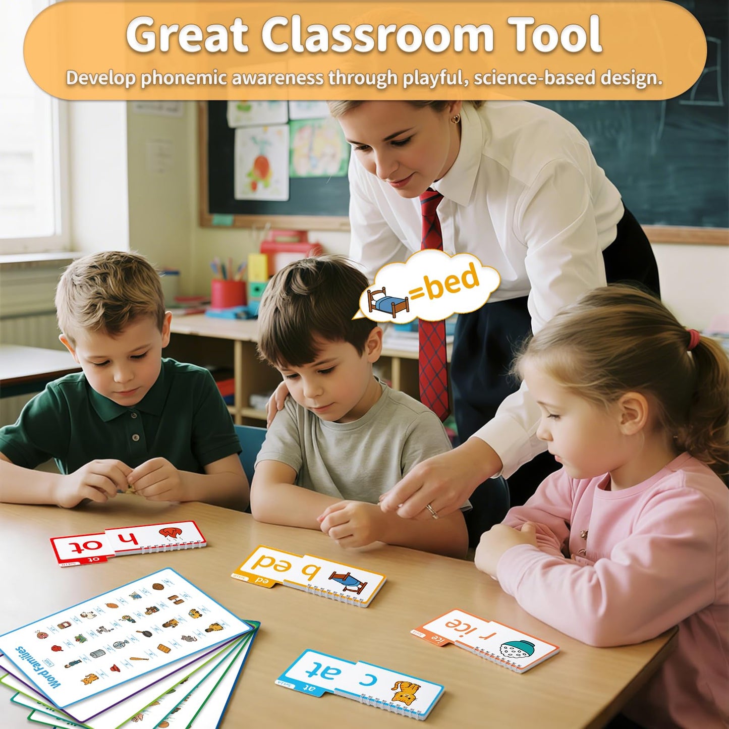 Phonics Flash Cards & Word Family Build Book, 40 Read & Rhyme Flip Books, Learn to Read for Kids Ages 3-8, Engaging Educational Tools for Preschool-Kindergarten, Fun Sight Word Games & Phonics Games