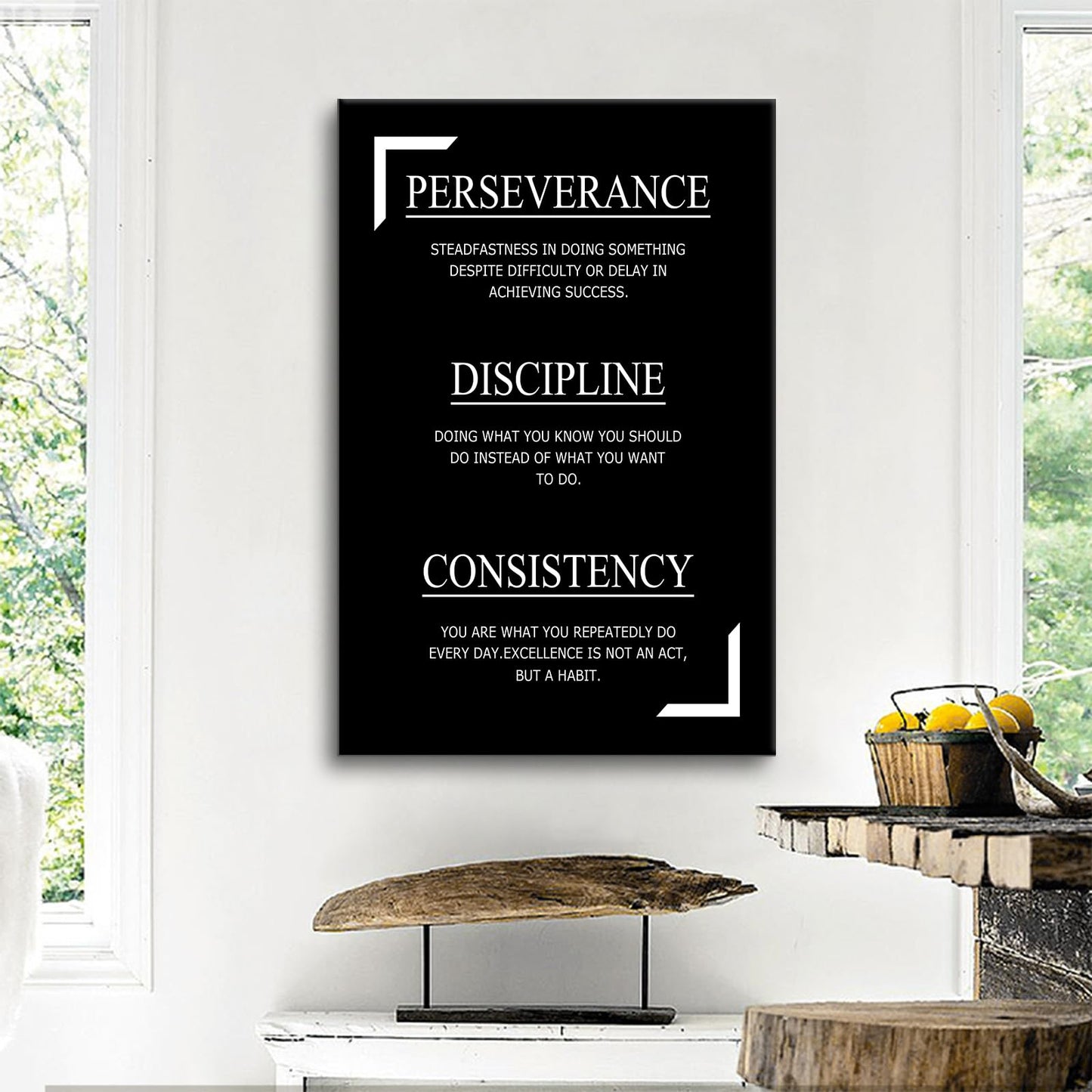 Perseverance Discipline Consistency Success Poster Print Motivational Picture Painting Inspirational Canvas Wall Art for Modern Office Bedroom Living Room School Wall Decor Ready to Hang [24''Wx36''H]