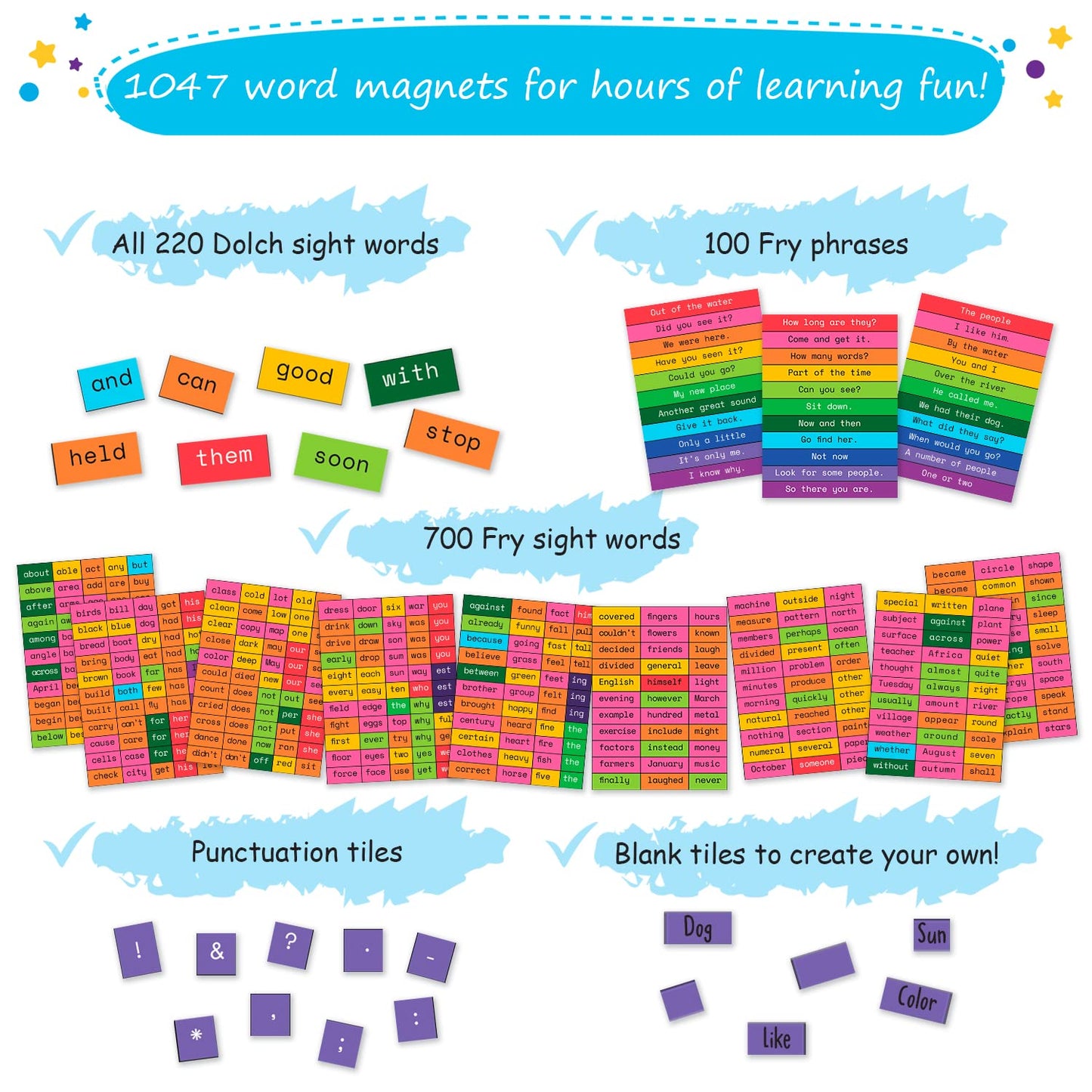 Simply Magic 1047 PCS Poetry Magnets for Kids & 104 PCS Sentence Building for Kids