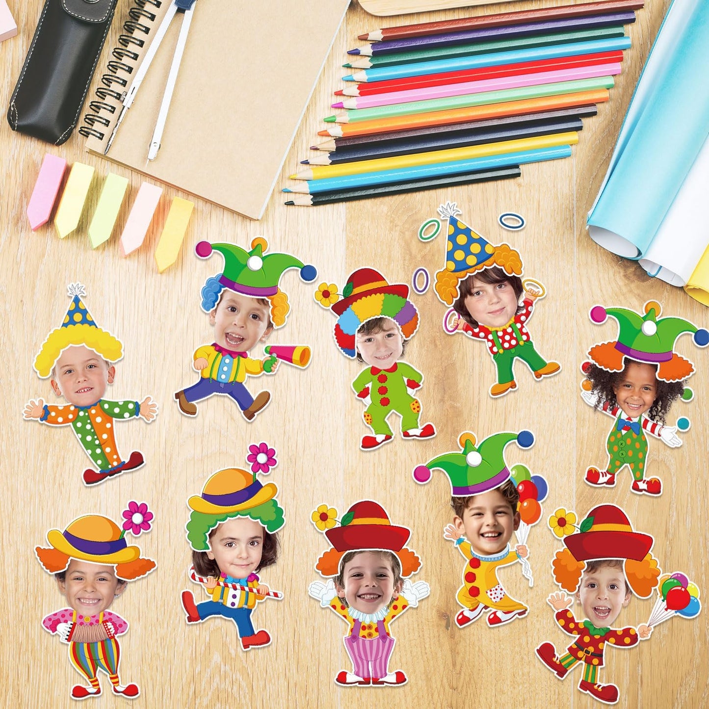 60pcs Circus Theme Cutouts Clown Juggling Bulletin Board Decorations Carnival Circus Paper Cut-Outs Classroom Decor for Boys Girls Classroom DIY Crafts Photo Kindergarten Preschool Wall Door Supplies