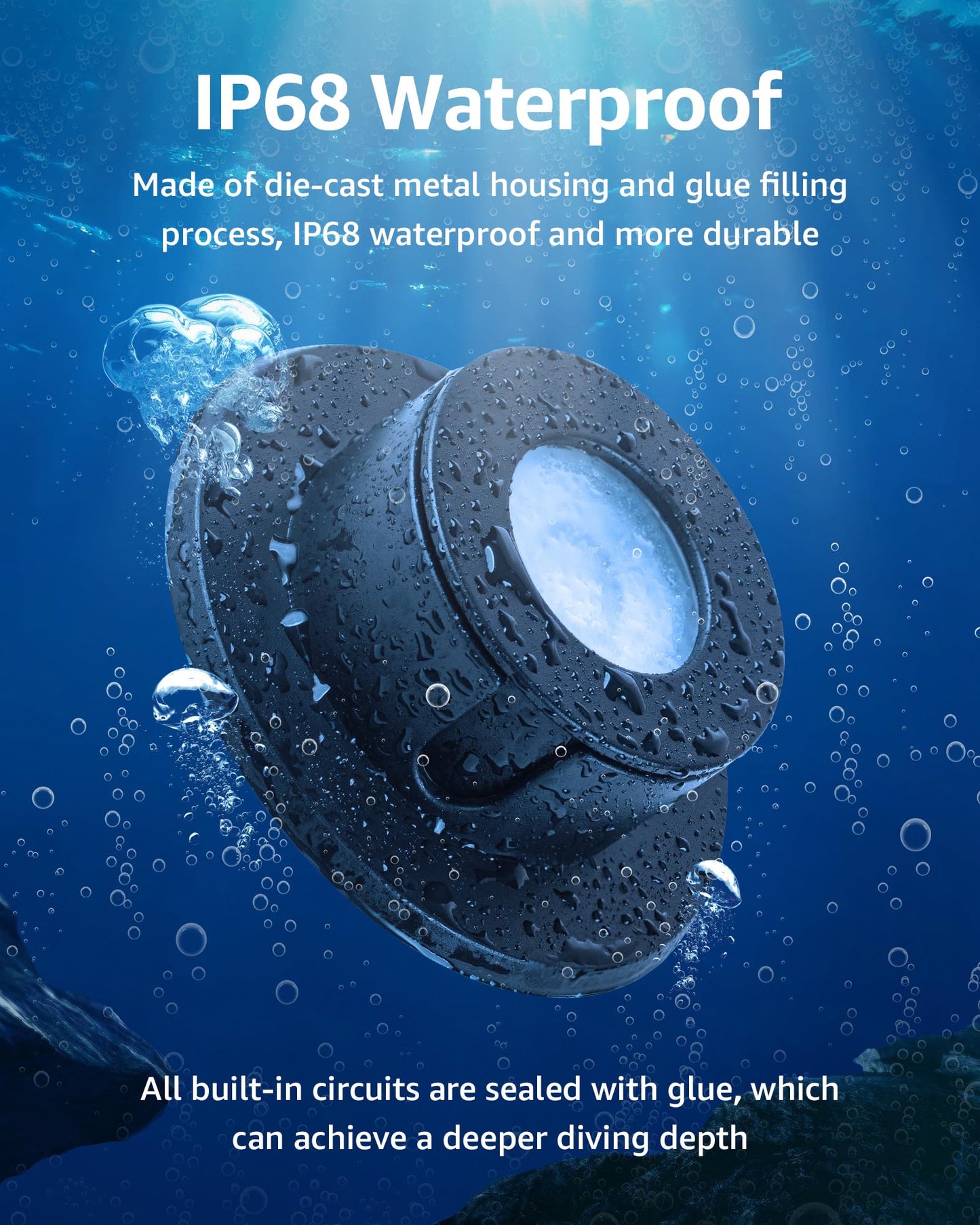 SUNVIE LED Underwater Pond Light 3W 3000K Warm White IP68 Black 1 Pack Model ULWS03W01
