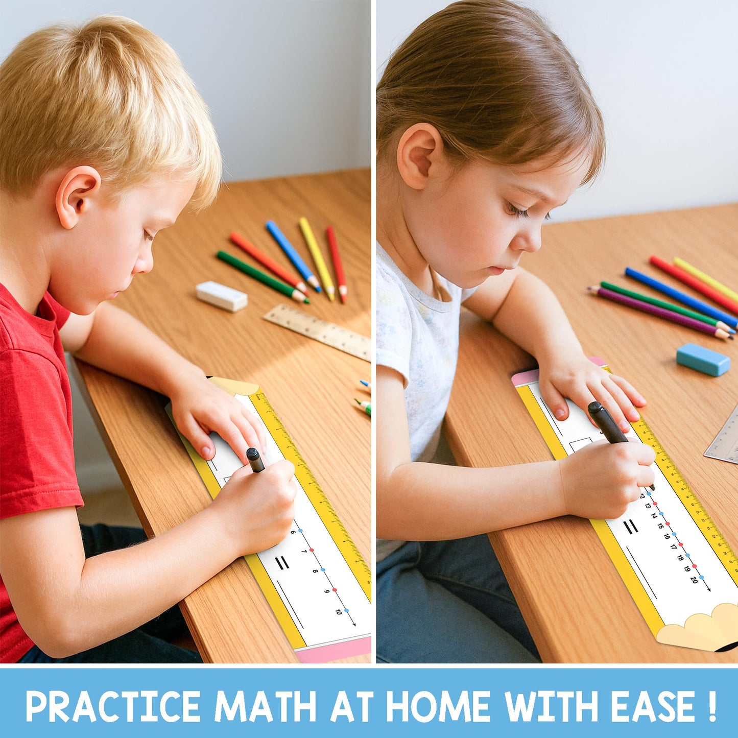 BrightenKidz 26 Pack Pencil Shape Number Line Dry Erase Boards 14"x4" Math Manipulatives for Kindergarten, Students, Classroom Must Haves