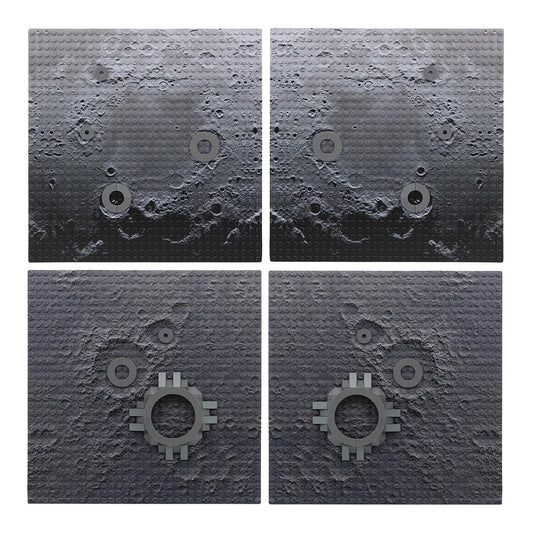 Feleph Space Moon Baseplate 10x10 inches Classic Building Blocks Base Plate Gray Compatible with Major Brands - 4PCS