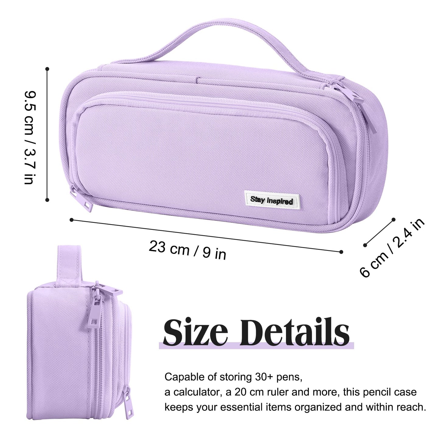 Ralnitote Large Pencil Case for Girls and Boys, Aesthetic Pencil Case Organizer with Handle, Cute Pencil Pouch for School & Office Supplies-Purple