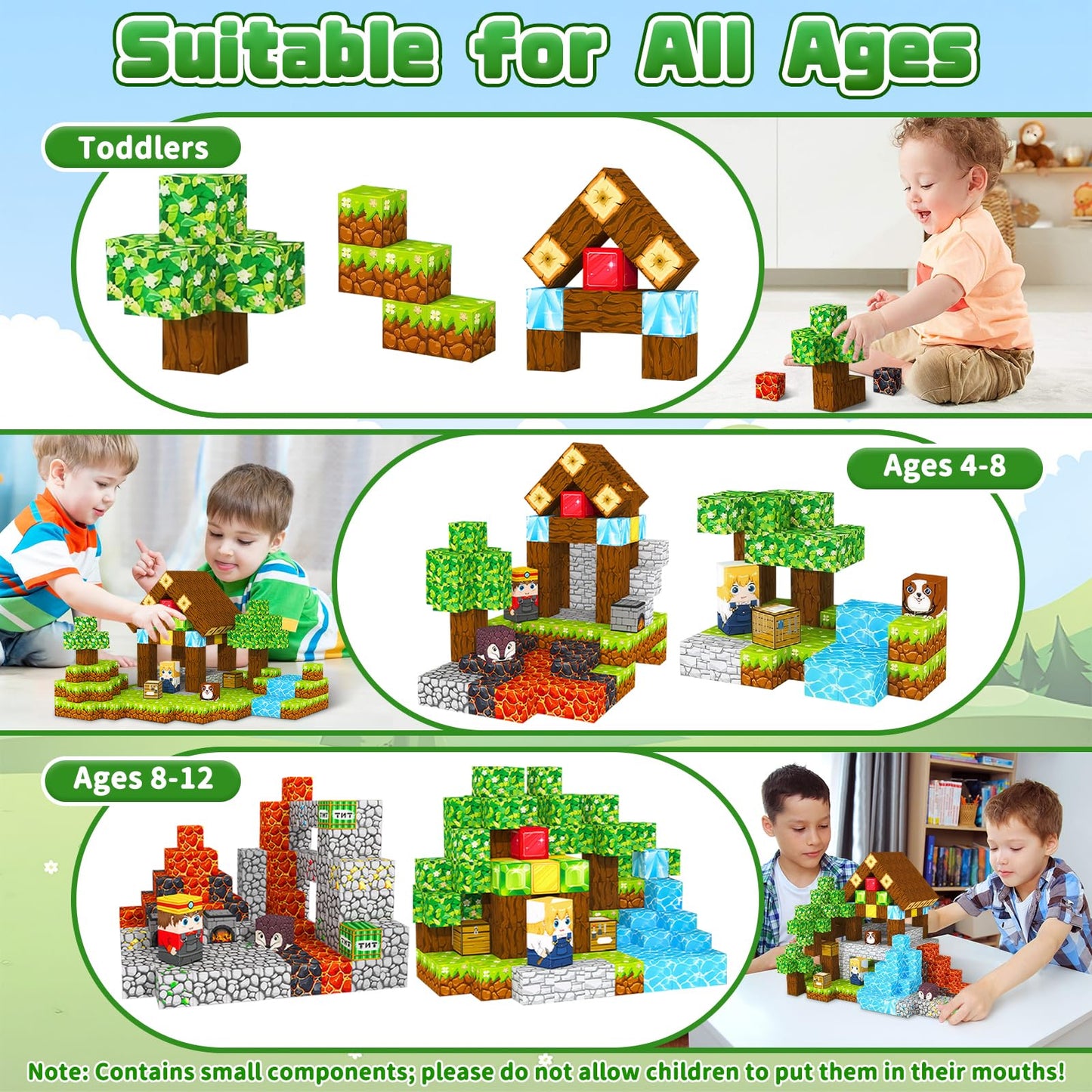 Youngyes Magnetic Blocks, 100 PCS Magnetic Building Blocks Cubes - Stacking Magnet Toys for Kids Toddlers Ages 4-8 8-12, Magnetic Tiles STEM Toys Christmas Birthday Gifts for Boys Girls (0.8IN/2CM)