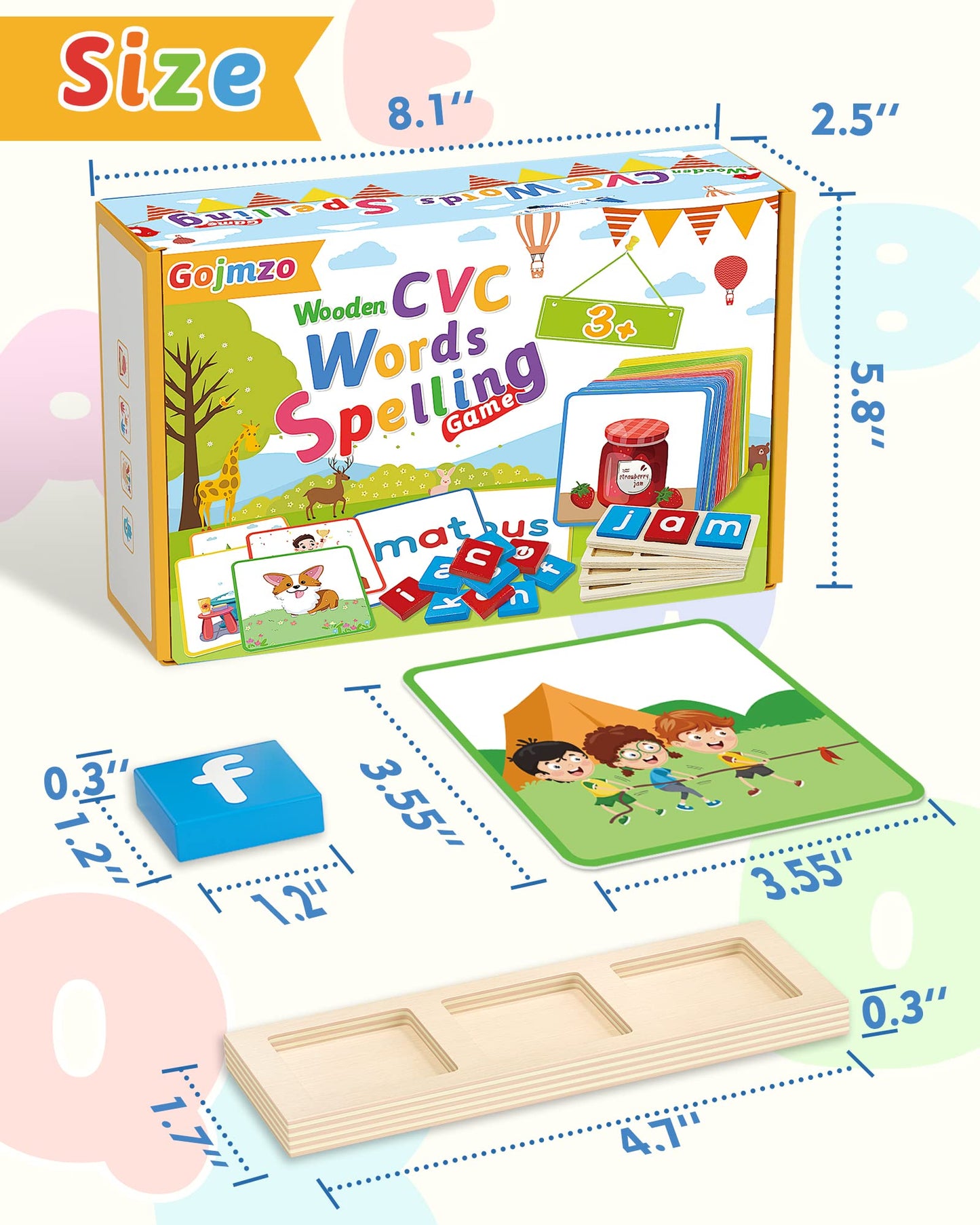 Wooden CVC Word Spelling Games, Montessori Educational Learning Toys Gifts for 3 4 5 6 Year Old Kids, Preschool Kindergarten Learning Activities, Sight Words Flash Cards Reading Letters for Toddlers