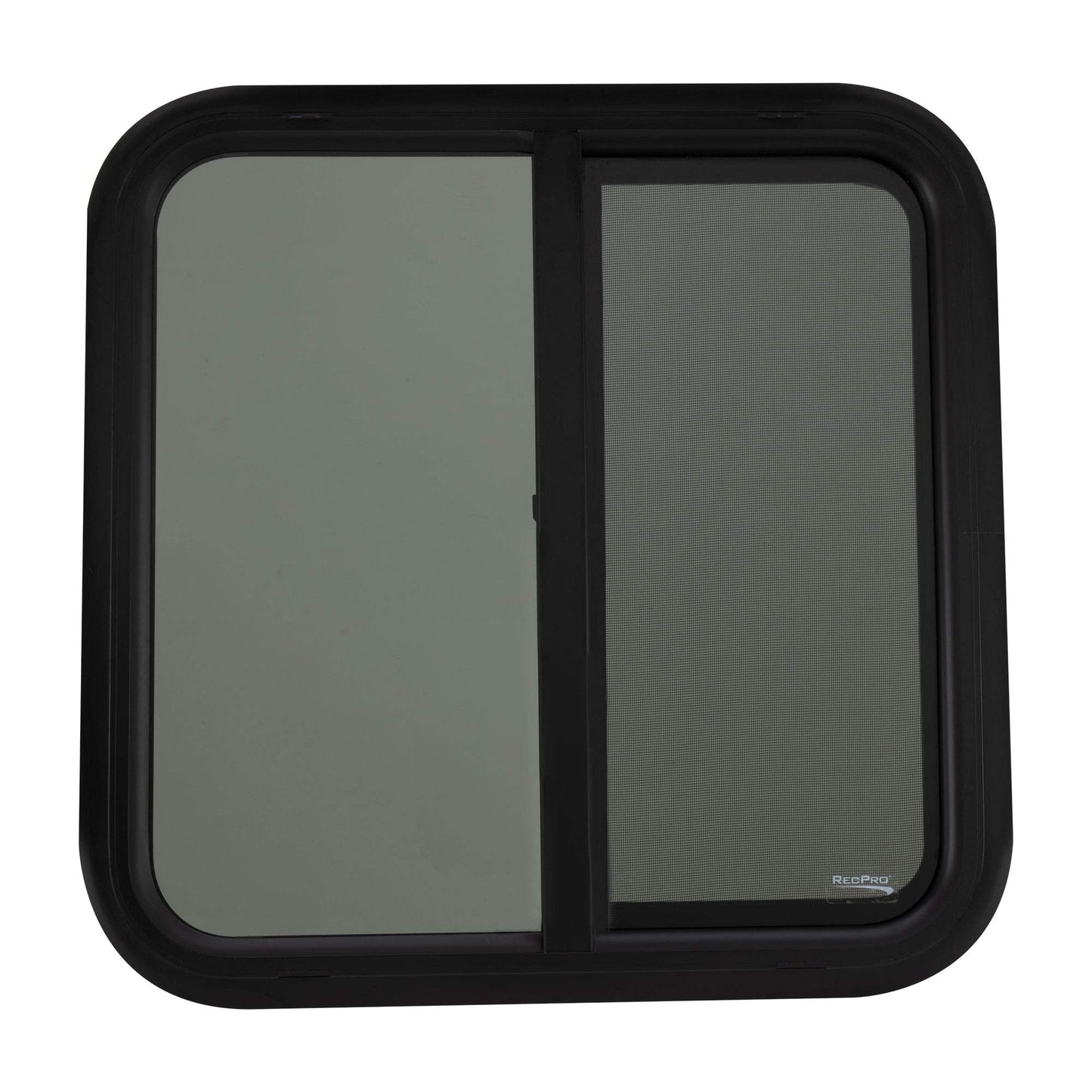 RecPro RV Window Replacement | Teardrop Style | 24inW x 24inH | Black Glass | Model RP-WIN