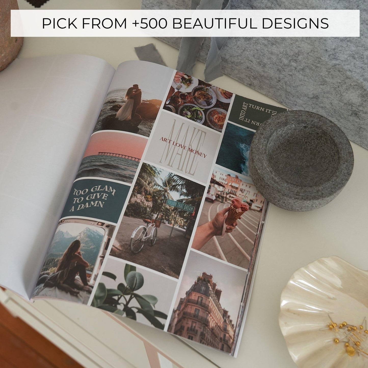 Inspirational Vision Board Kit – Complete Set with Vision Board Book & Felt Board, Motivational Pictures & Quotes to Map Your Goals & Dreams - The Perfect Supplies to Visualize Goal Setting & Success