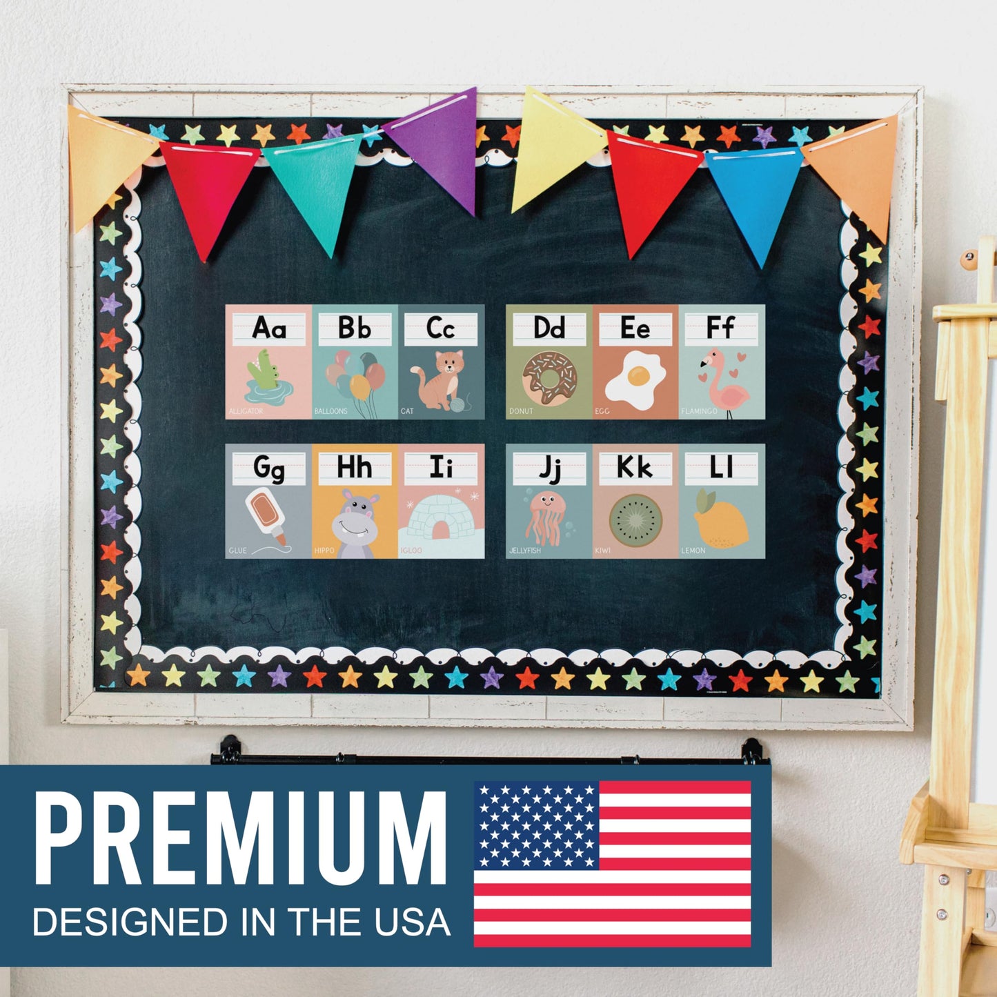 Hadley Designs Alphabet for Classroom Wall Decor - ABC Posters for Classroom Wall Chart Preschool & Kindergarten, ABC Letters & Number Line Elementary, Alphabet Cards, Boho Classroom Decor