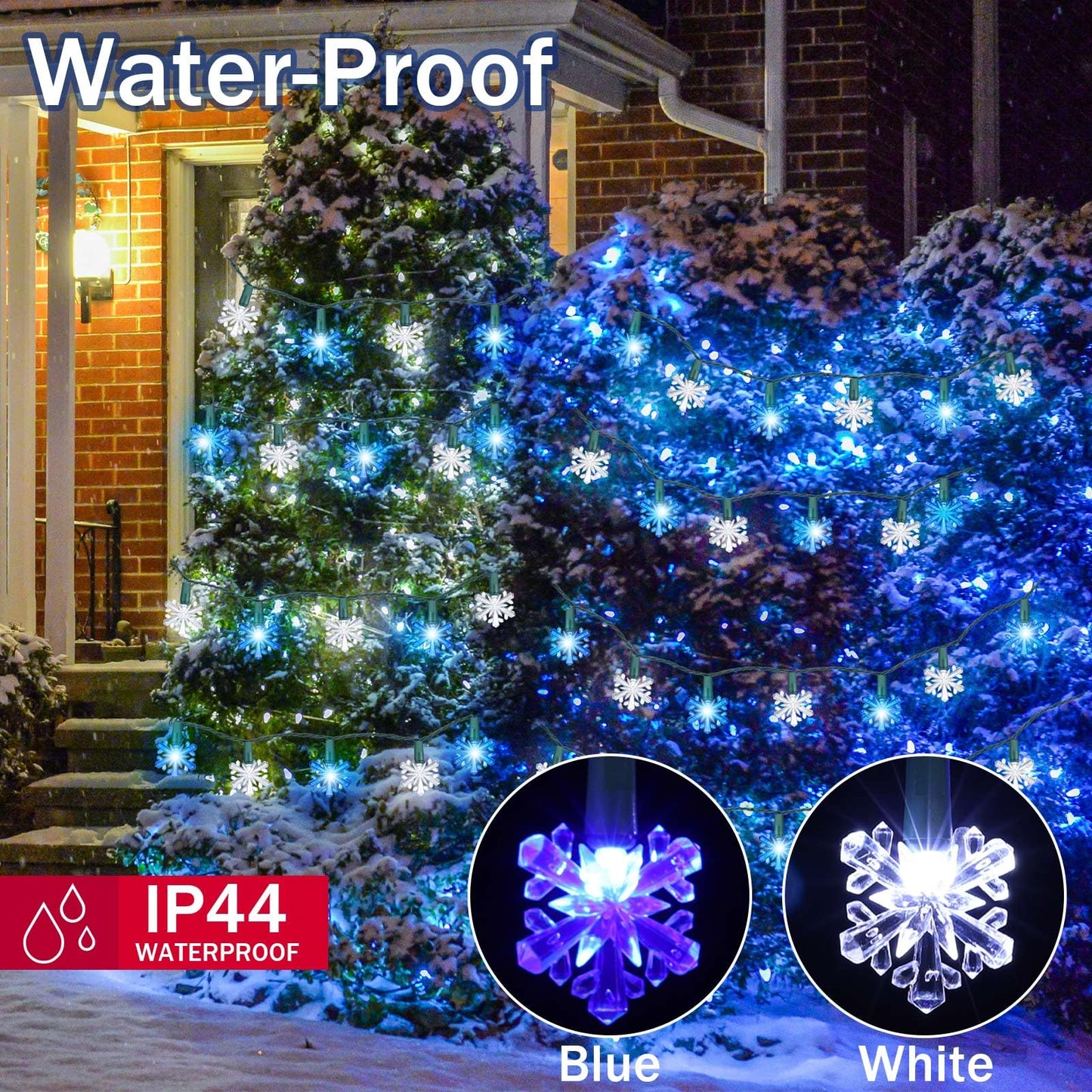 Glooglitter Winter Snowflake String Lights 35 LED 18 ft Blue White Plastic Model JEI-Glooglitter-1236