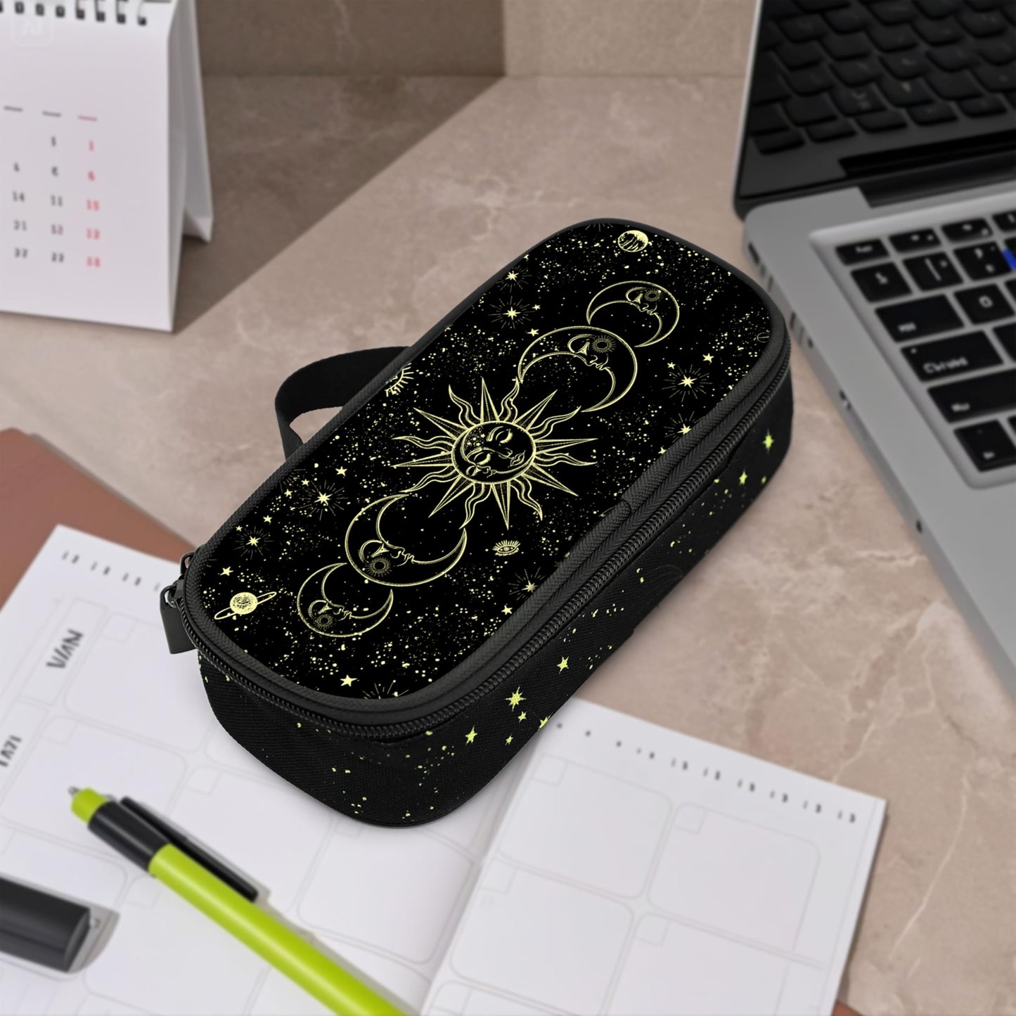 Droerfes Moon Sun Pencil Case Pencil Pouch Large Capacity Pen Bag School Office Organizer Stationery Storage Box For Girls Boys Teen Kids