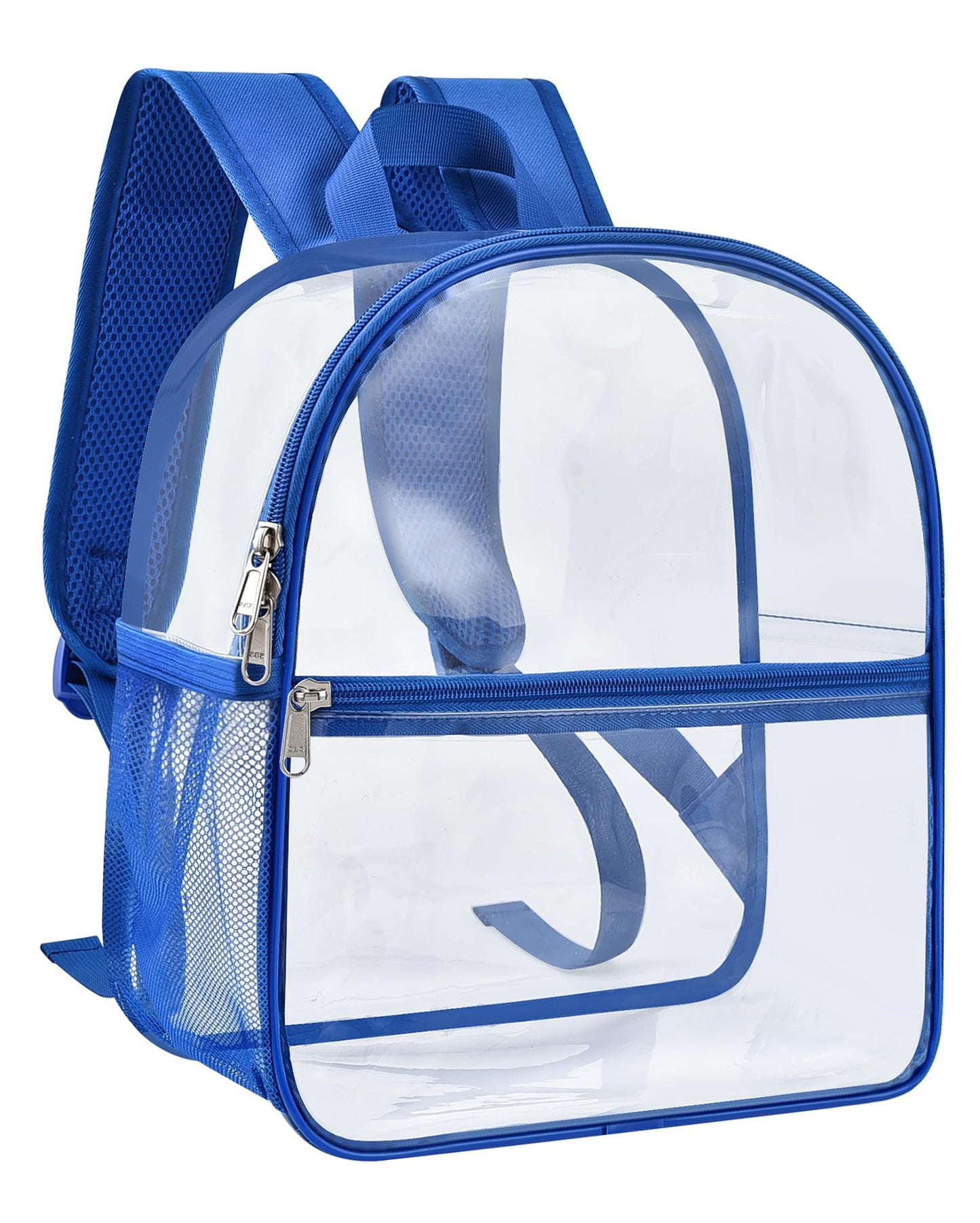 Paxiland Clear Backpack Stadium Approved 12×12×6 with Reinforced and Wider Shoulder Straps, Small Clear Bag for Schools, Concerts, Work, Festivals and Sporting Events - Blue
