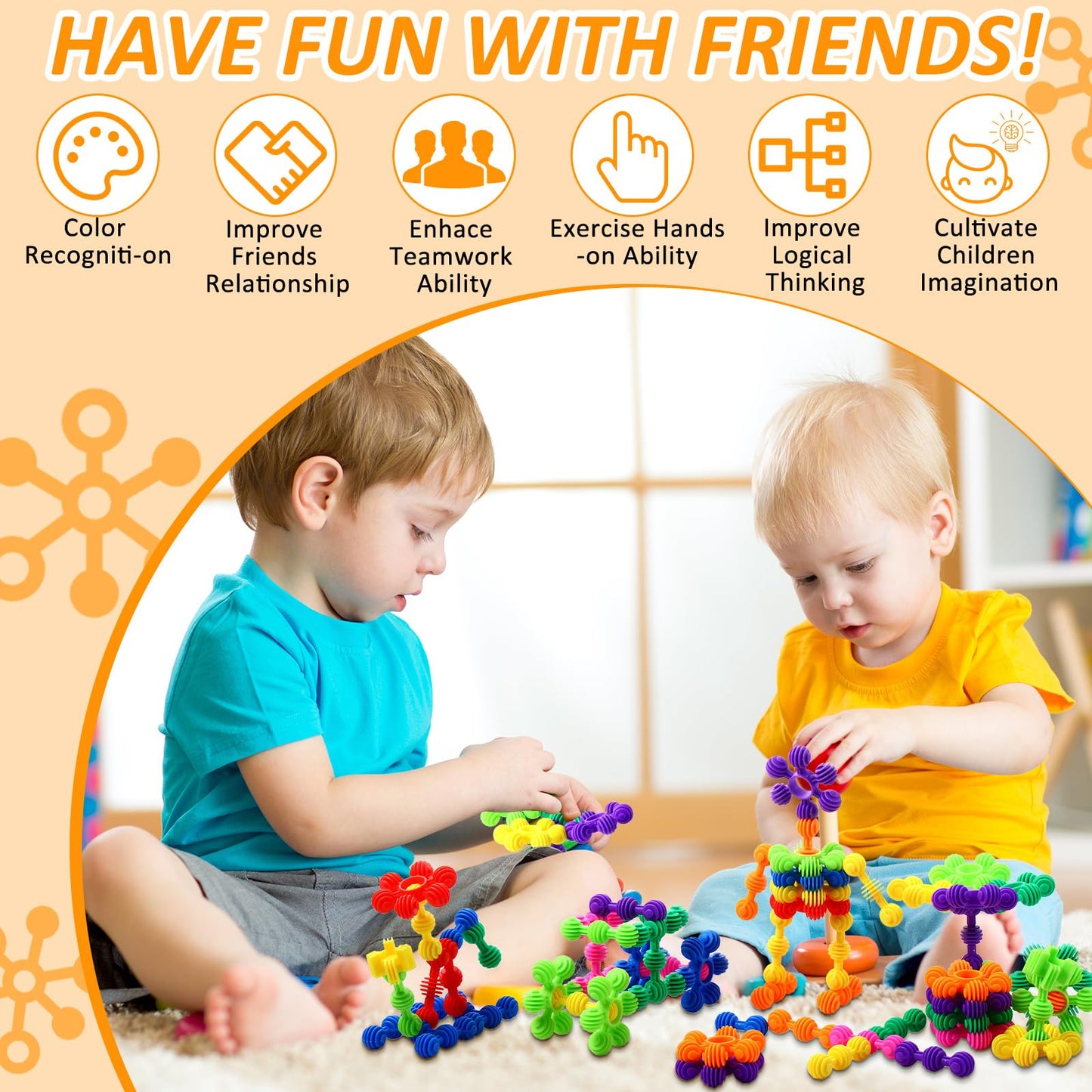 Halloscume 230 Pcs Kids Star Stem Building Toys Building Blocks Plastic Connectors Stem Toys with Storage Box for Kindergarten Preschool Classroom Games Sets for Boys and Girls Aged 3 Years Old and Up