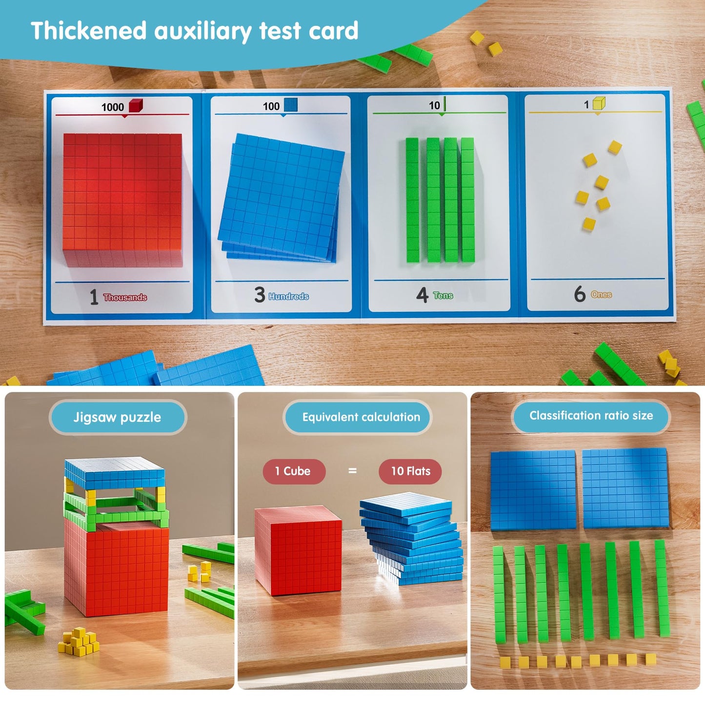 stochastic box Set of 2 Base Ten Blocks Plastic 306 pcs Place Value Blocks Math Manipulatives Kindergarten Counting Cubes for Kids Math Early Counting Math Toy for 1st Grade