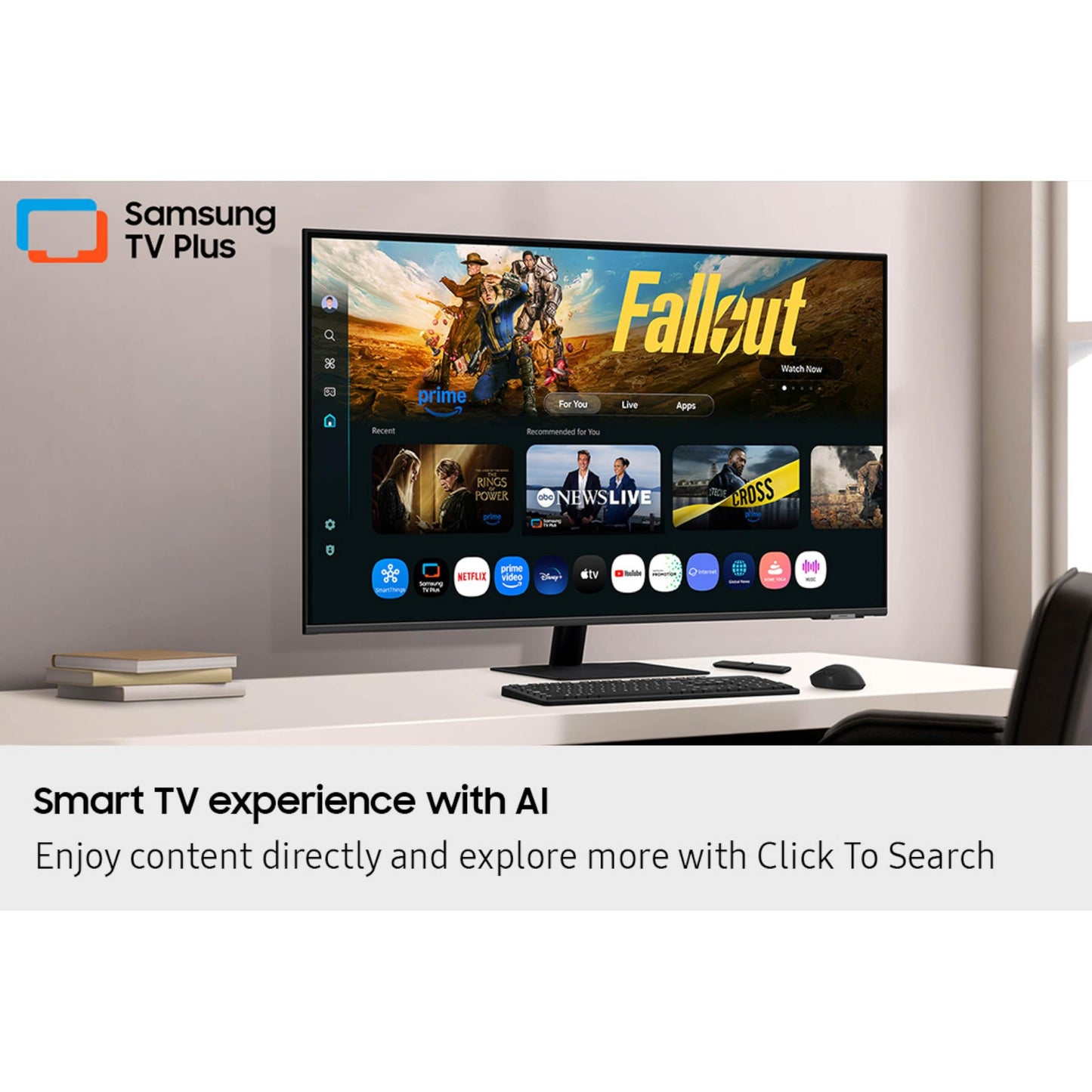 Samsung 43” Smart Monitor M7 (M70F) 4K UHD Display, Samsung Vision AI, Smart TV Apps, Gaming Hub, USB-C, HDMI and USB-A, Black, LS43FM702UNXZA, 2025