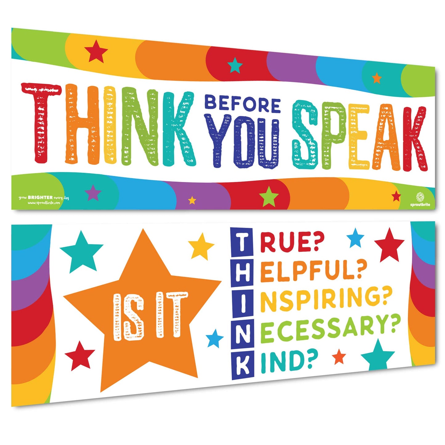 Sproutbrite 2 Pack 13.5"x39" Large Posters for Classroom - Banner and Poster for Teachers - Mindfulness Posters for Classroom and Wall Decor for Pre School, Elementary and Middle School - Promotes Positive Communication