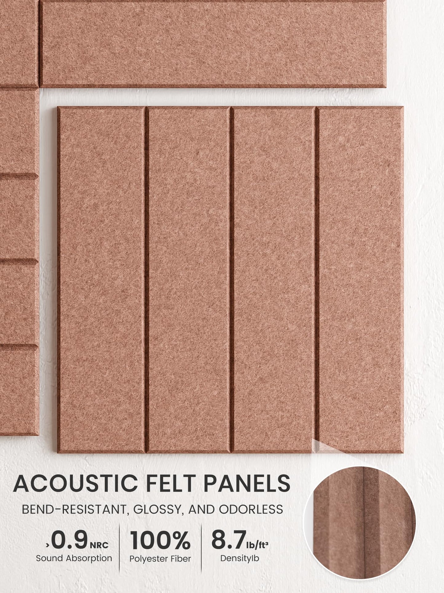 Bumusty Large Cork Board Alternative-36 x 24" Felt Bulletin Board Tiles, with 30 Pushpins, 40 Adhesive Tabs, Bold-Stripe 6-Pack, Cork Boards for Office Push Pin Board Felt Board-Terracotta